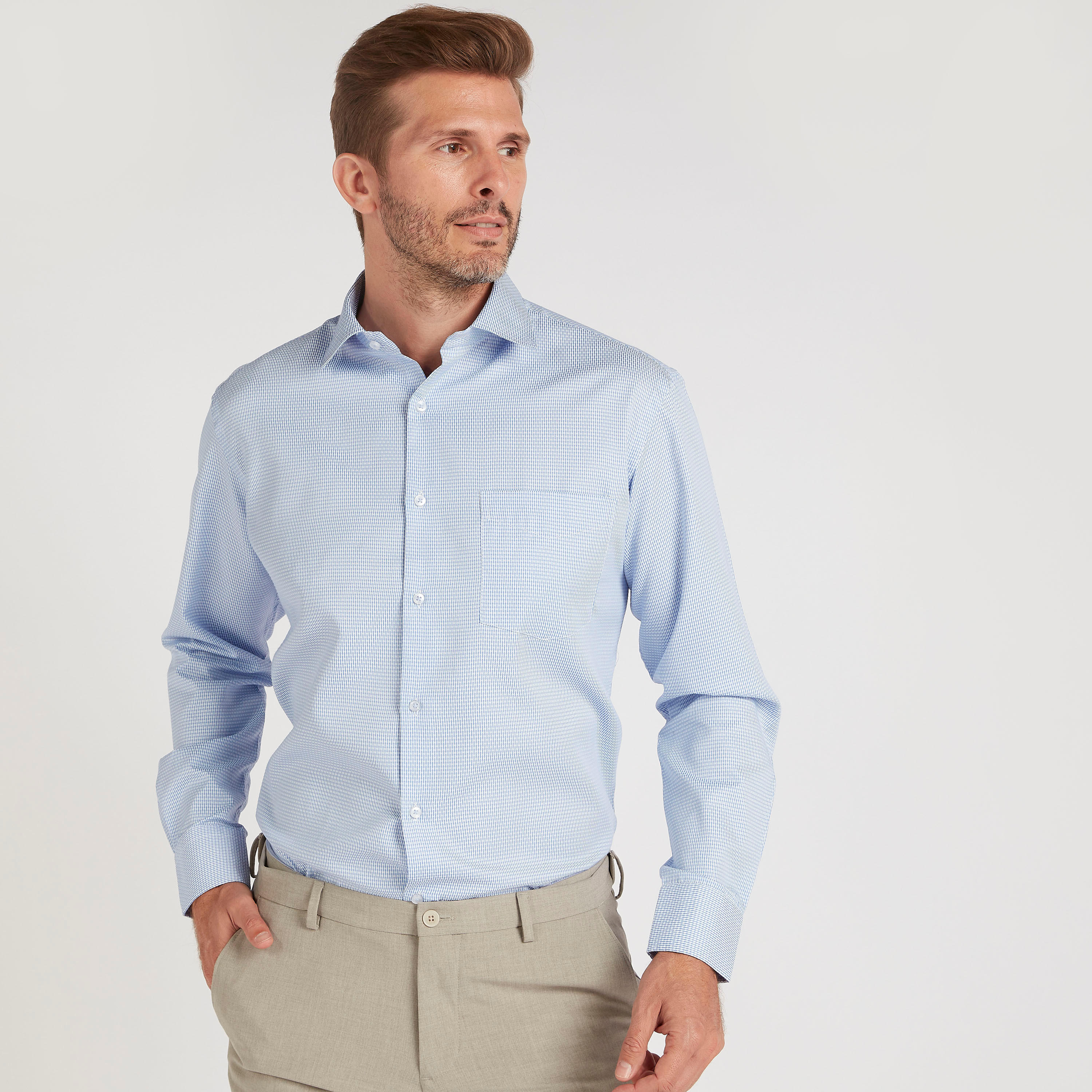 Textured Shirt with Long Sleeves and Spread Collar-men-clothing-shirts-image-5