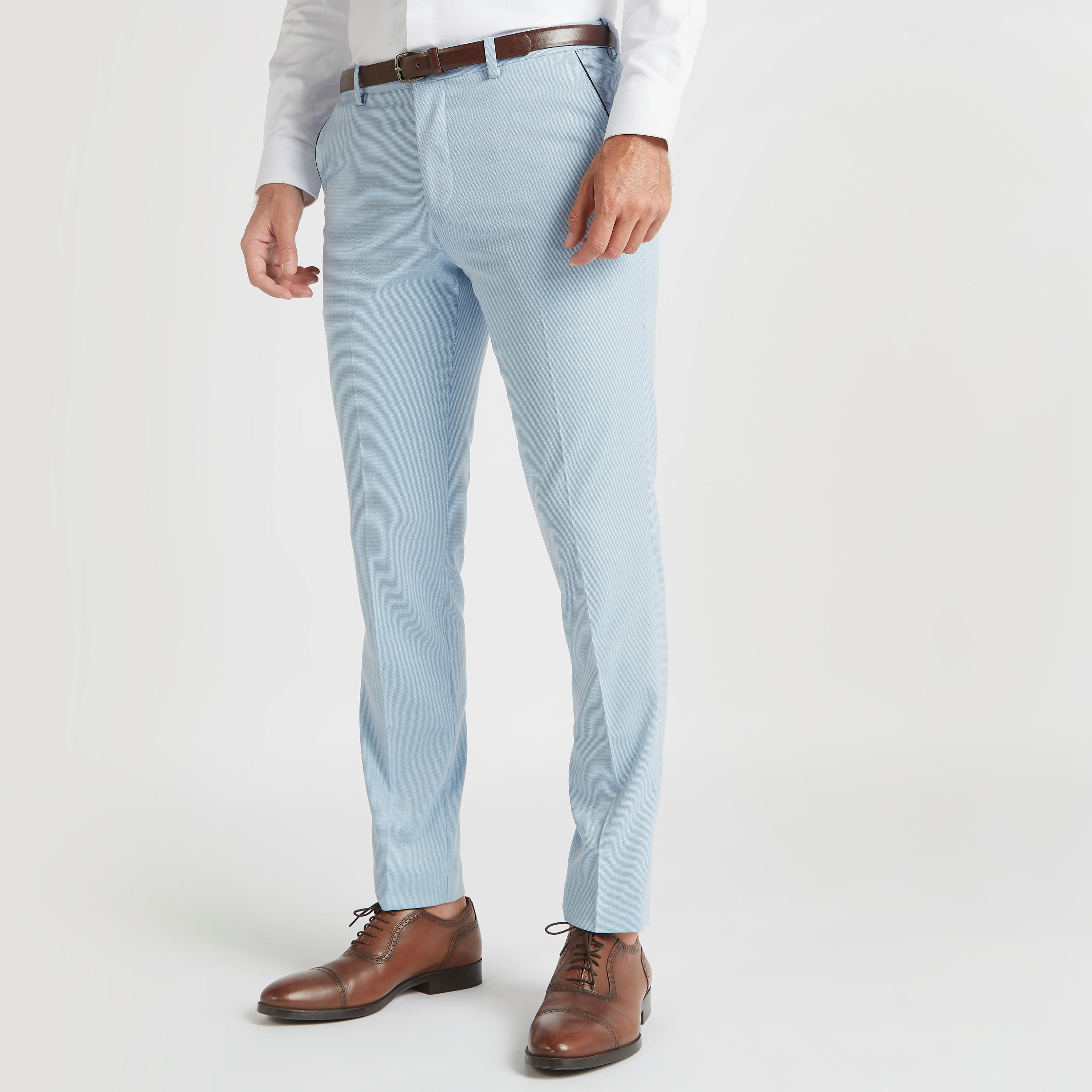 بنطلون رسمي بارز الملمس بزر إغلاق وجيوب من بوسيني-men-clothing-bottoms-trousersandchinos-trousers-image-5