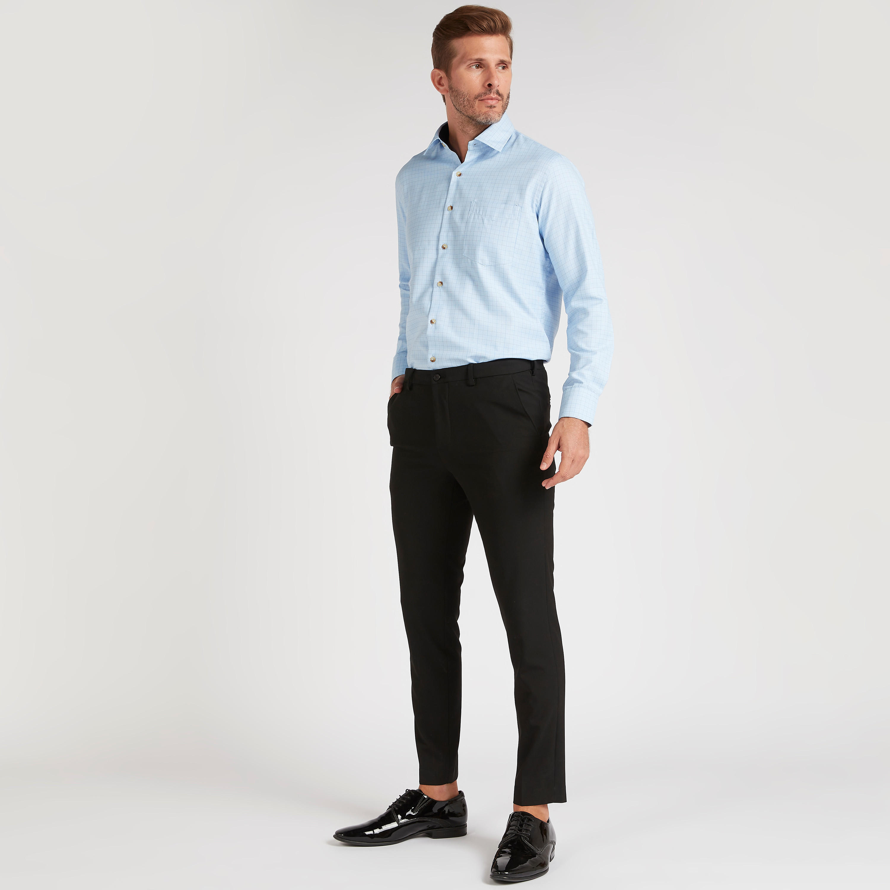 Solid Slim Fit Flexi Waist Trousers with Pockets-men-clothing-bottoms-trousersandchinos-trousers-image-2