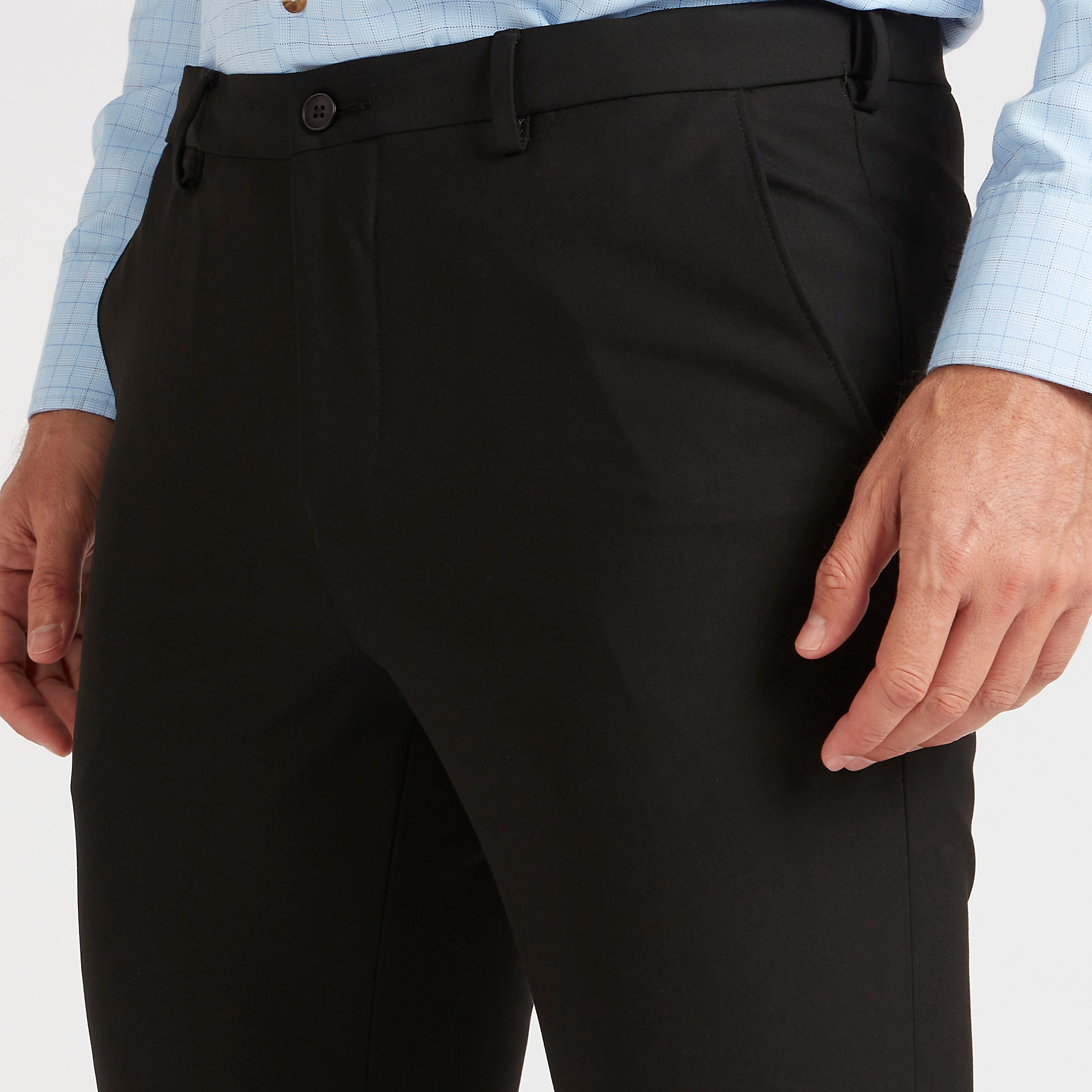 Solid Slim Fit Flexi Waist Trousers with Pockets-men-clothing-bottoms-trousersandchinos-trousers-image-3