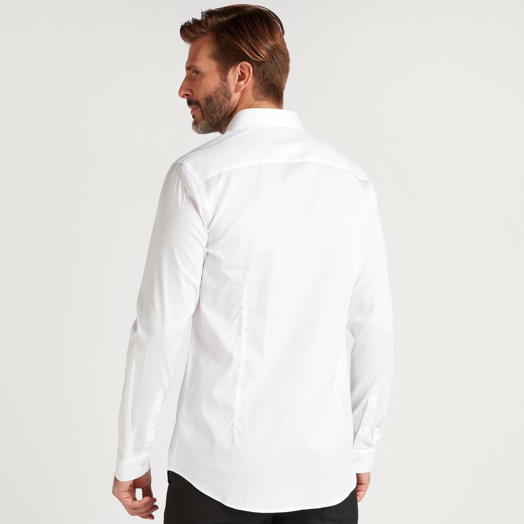 قميص سليم بارز الملمس بأكمام طويلة وجيب على الصدر-men-clothing-shirts-image-4