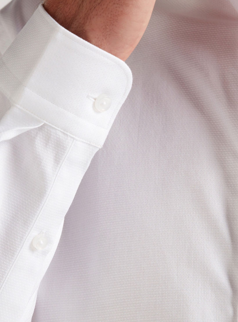 قميص سليم بارز الملمس بأكمام طويلة وجيب على الصدر-men-clothing-shirts-image-5