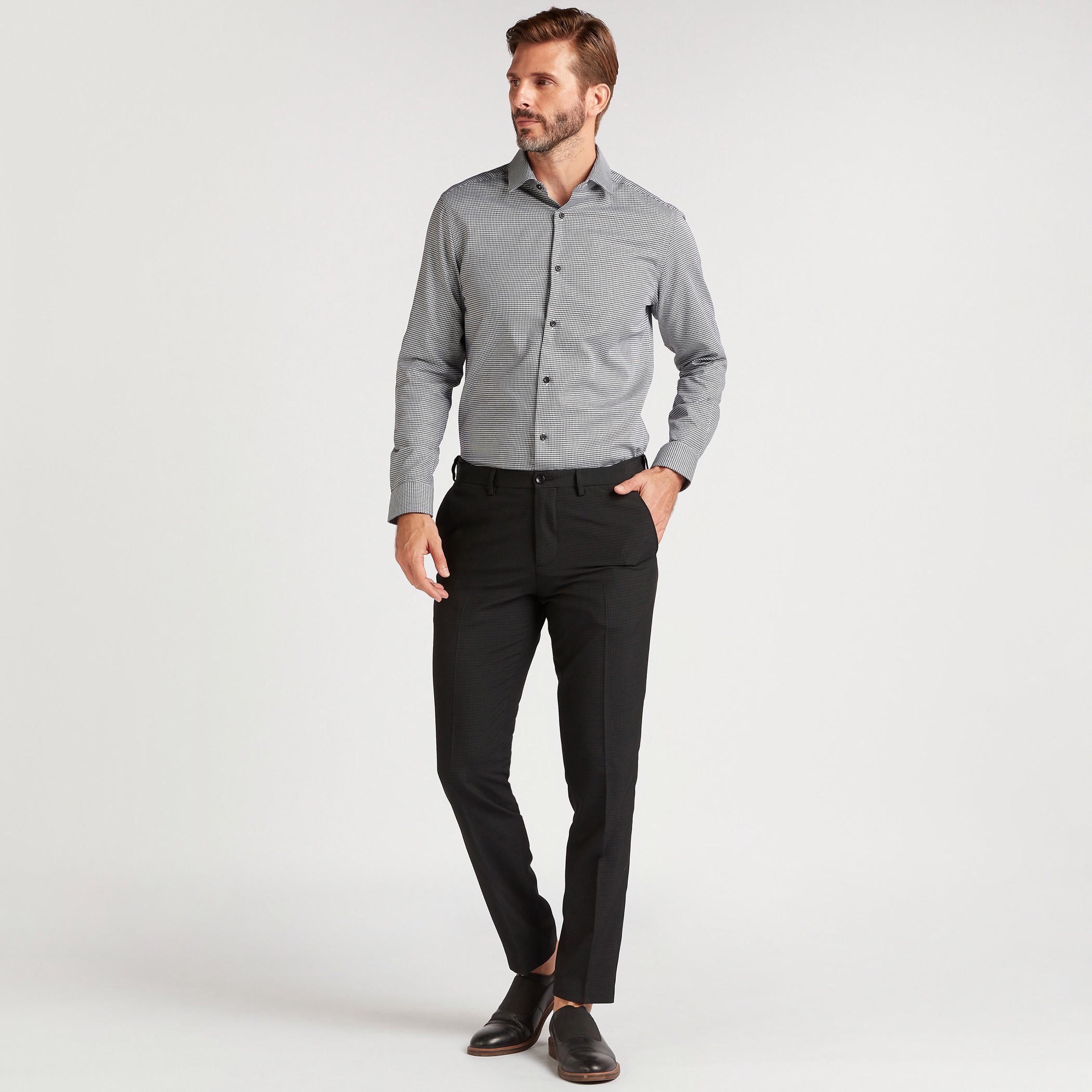 قميص مربعات بأكمام طويلة وزر علوي-men-clothing-shirts-image-2
