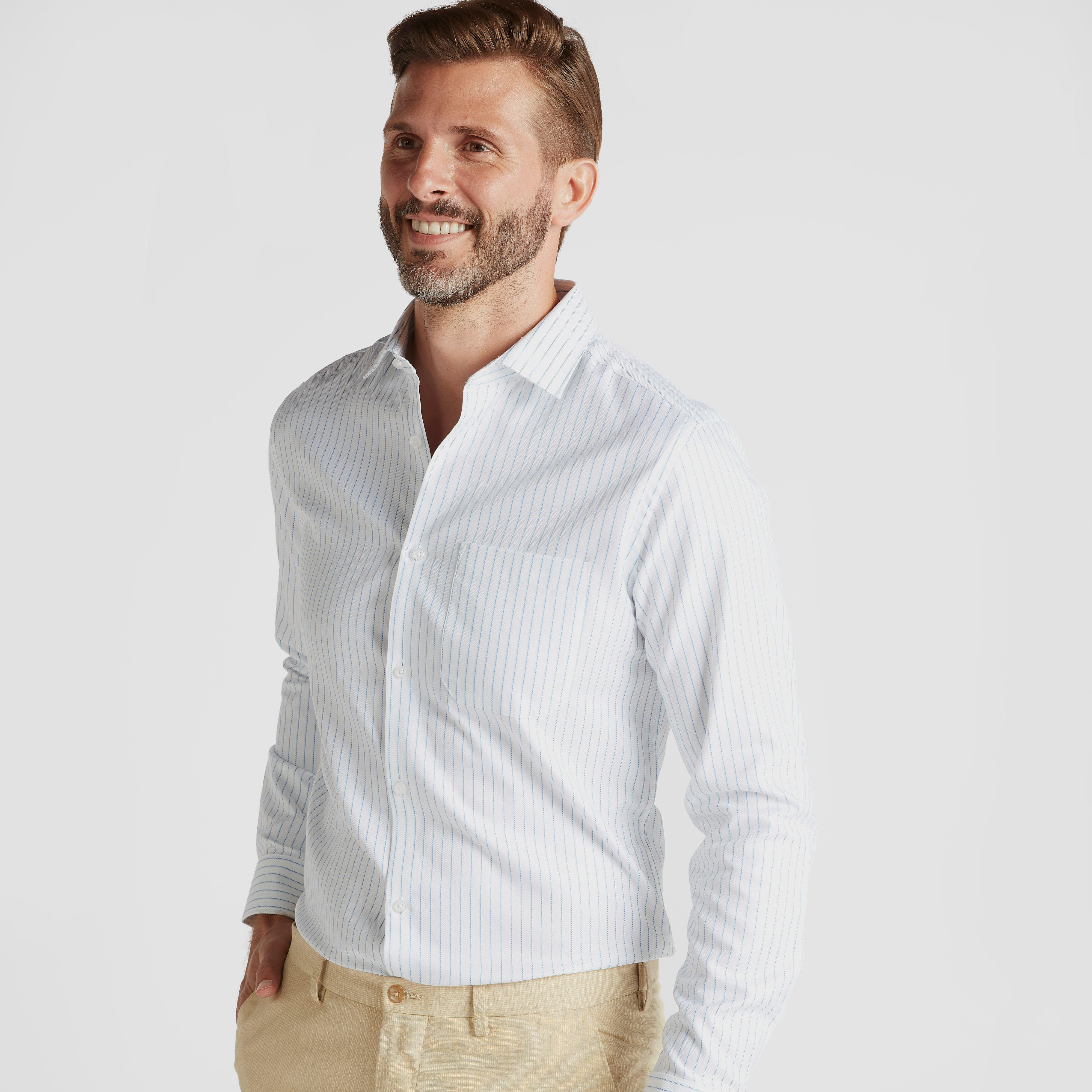 Striped Shirt with Spread Collar and Long Sleeves-men-clothing-shirts-image-1