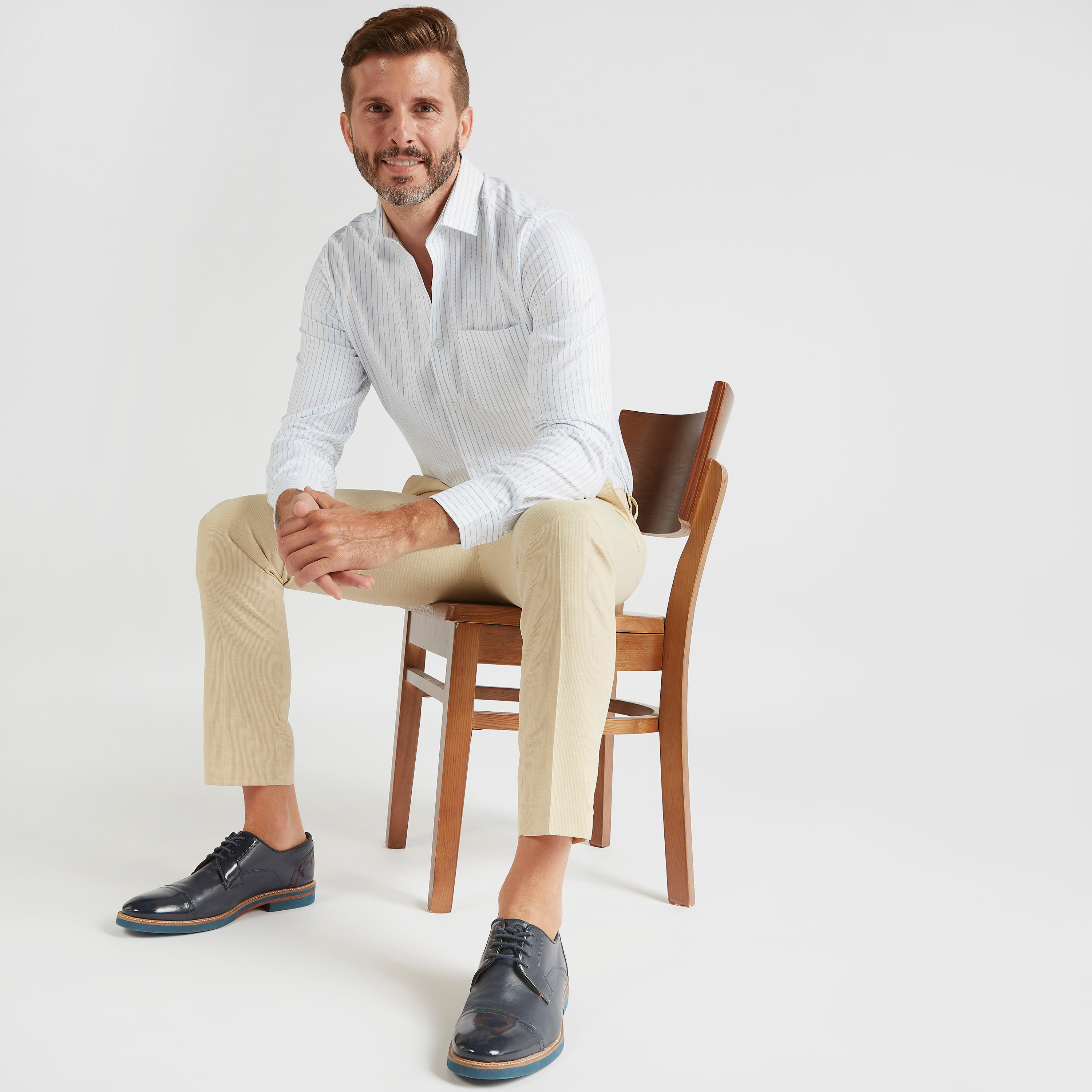 Striped Shirt with Spread Collar and Long Sleeves-men-clothing-shirts-image-2