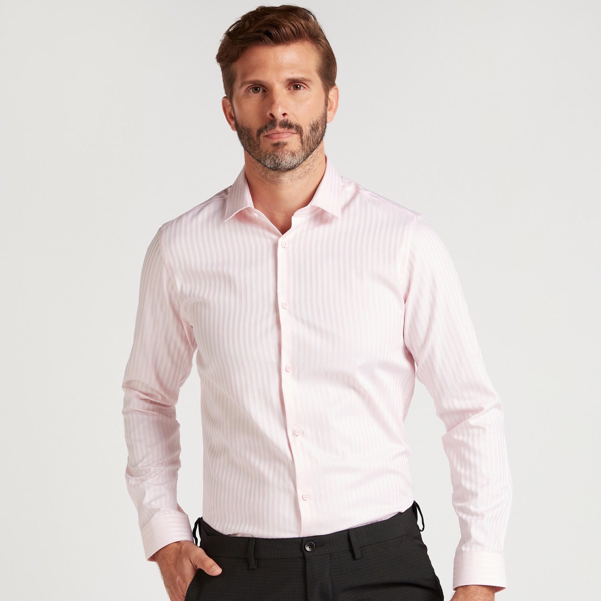 قميص مقلم بقصّة سليم وأكمام طويلة-men-clothing-shirts-image-1