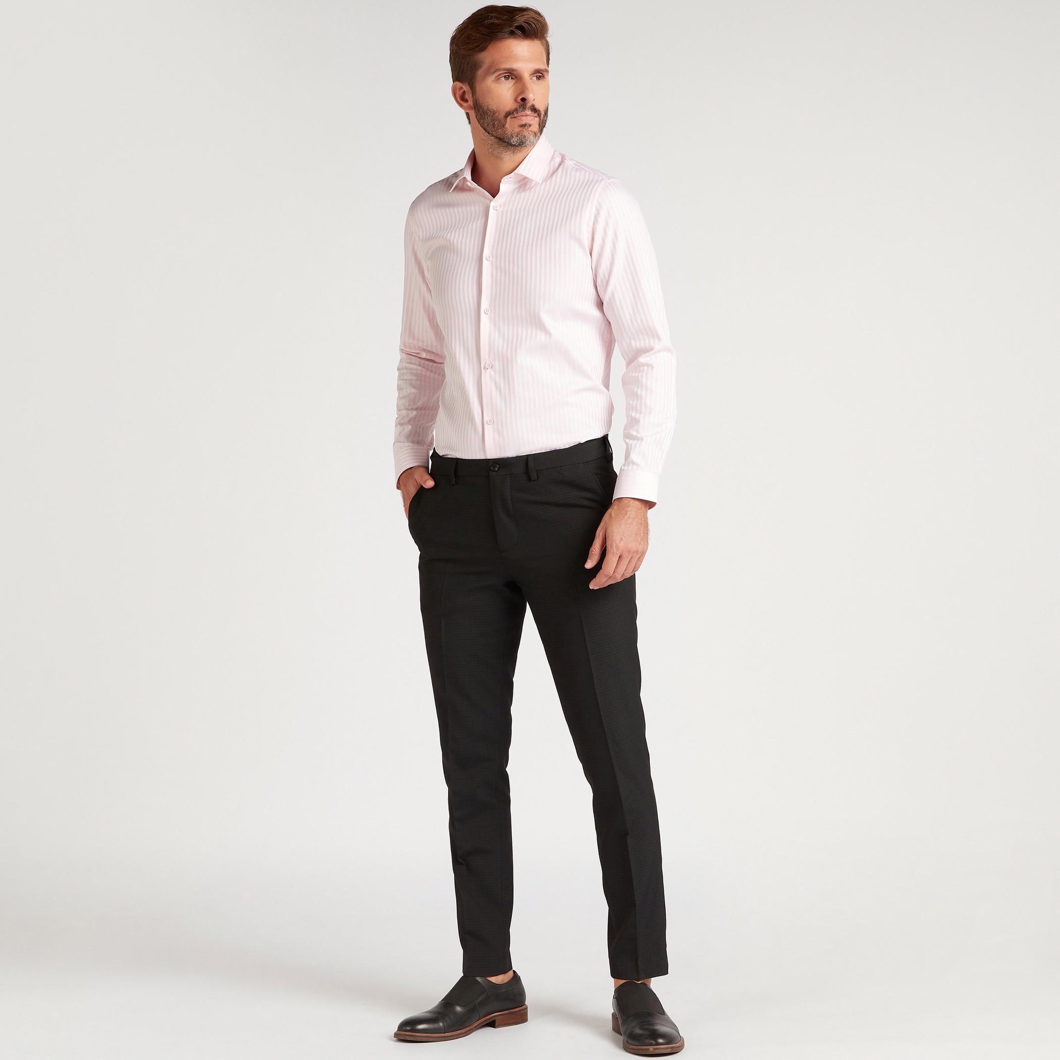 قميص مقلم بقصّة سليم وأكمام طويلة-men-clothing-shirts-image-2