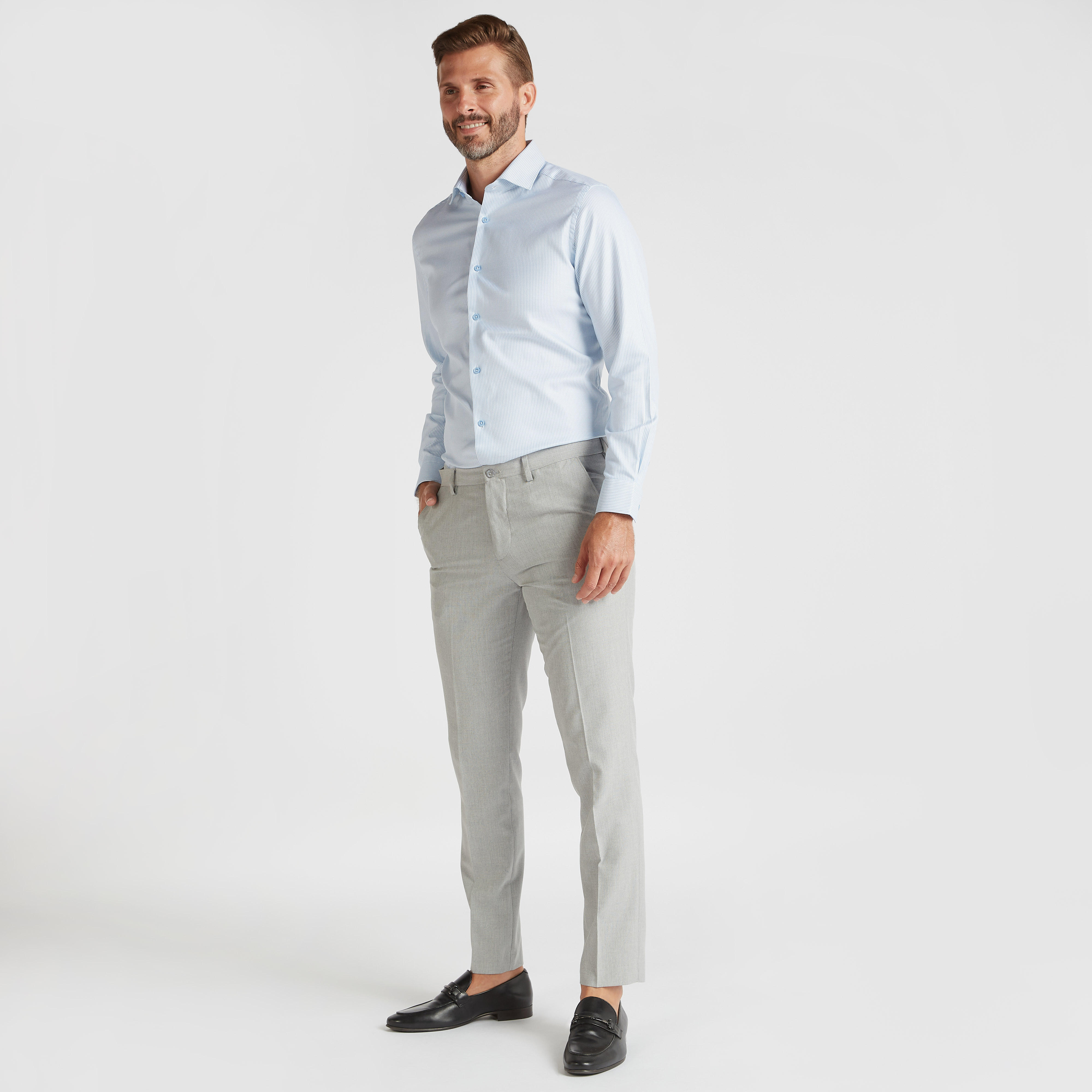 Checked Shirt with Spread Collar and Long Sleeves-men-clothing-shirts-image-2