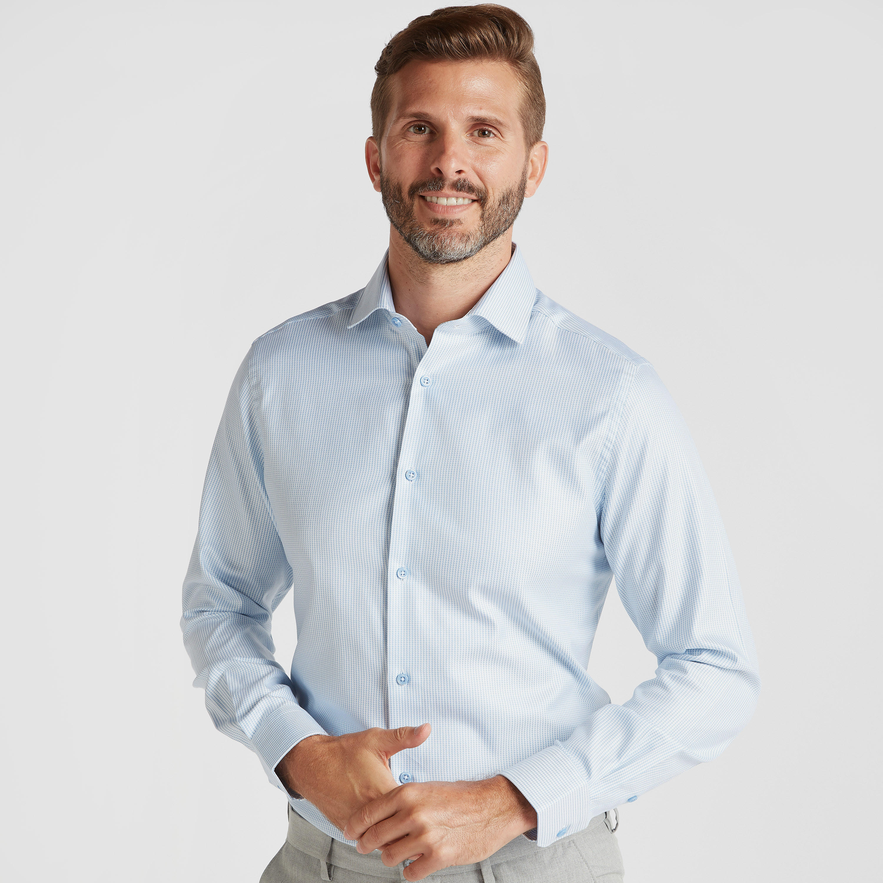 Checked Shirt with Spread Collar and Long Sleeves-men-clothing-shirts-image-5