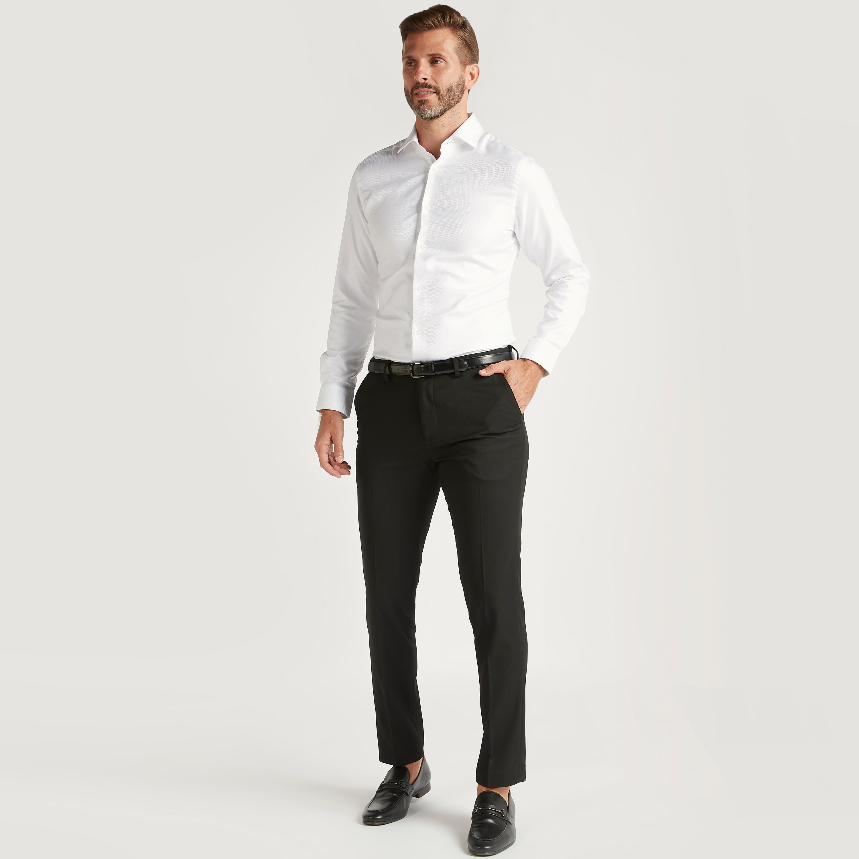 Textured Shirt with Long Sleeves and Spread Collar-men-clothing-shirts-image-2