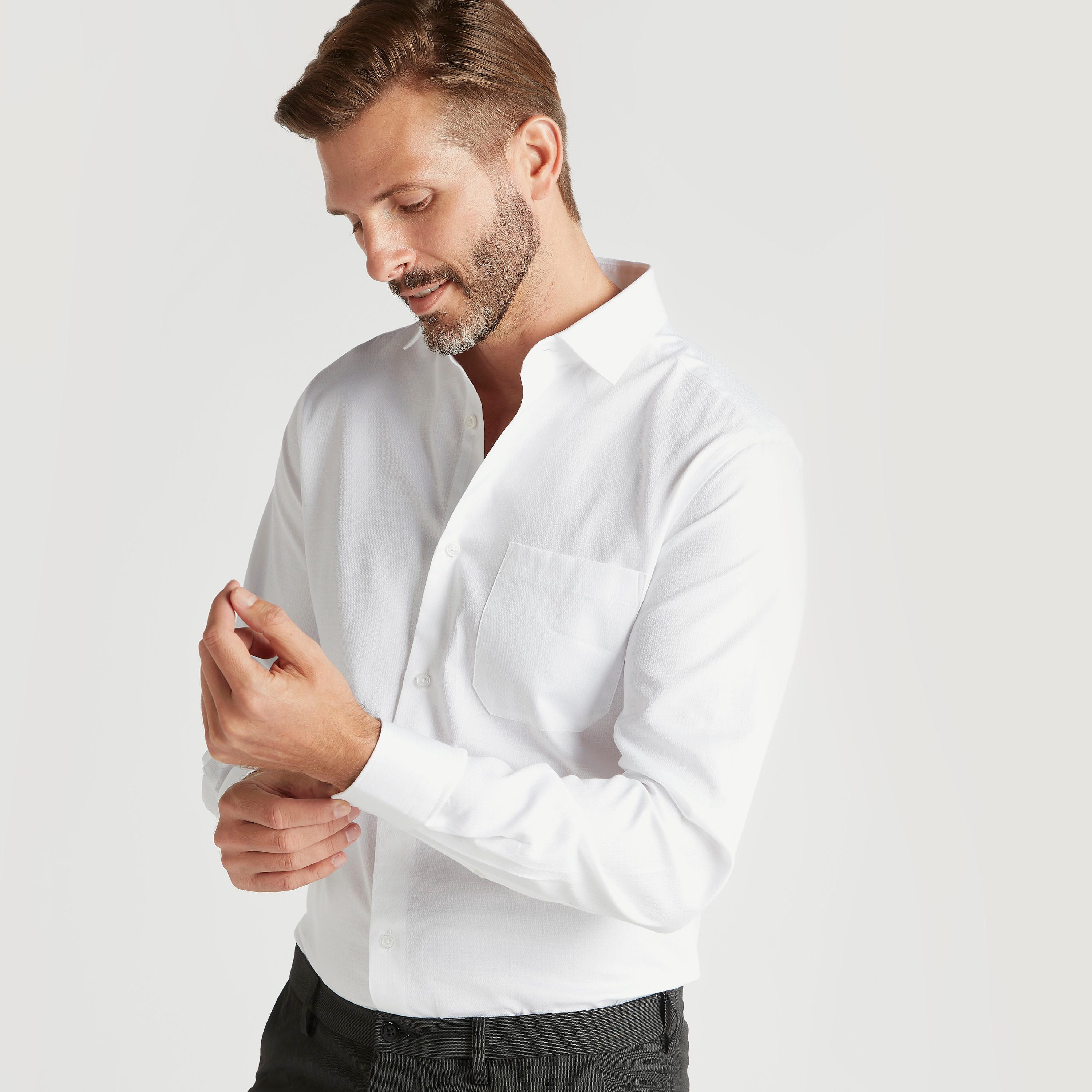 Textured Shirt with Long Sleeves and Spread Collar-men-clothing-shirts-image-1