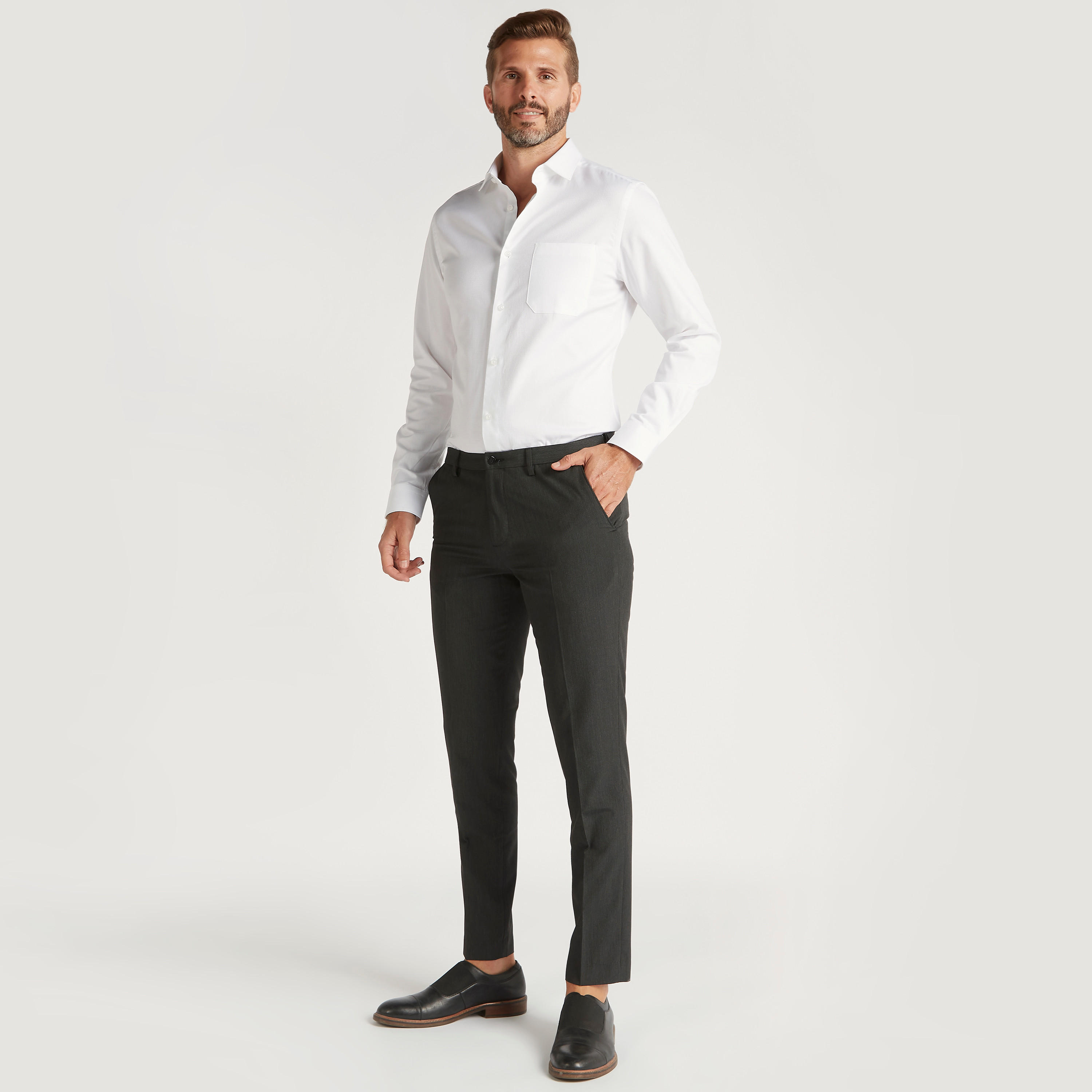 Textured Shirt with Long Sleeves and Spread Collar-men-clothing-shirts-image-2