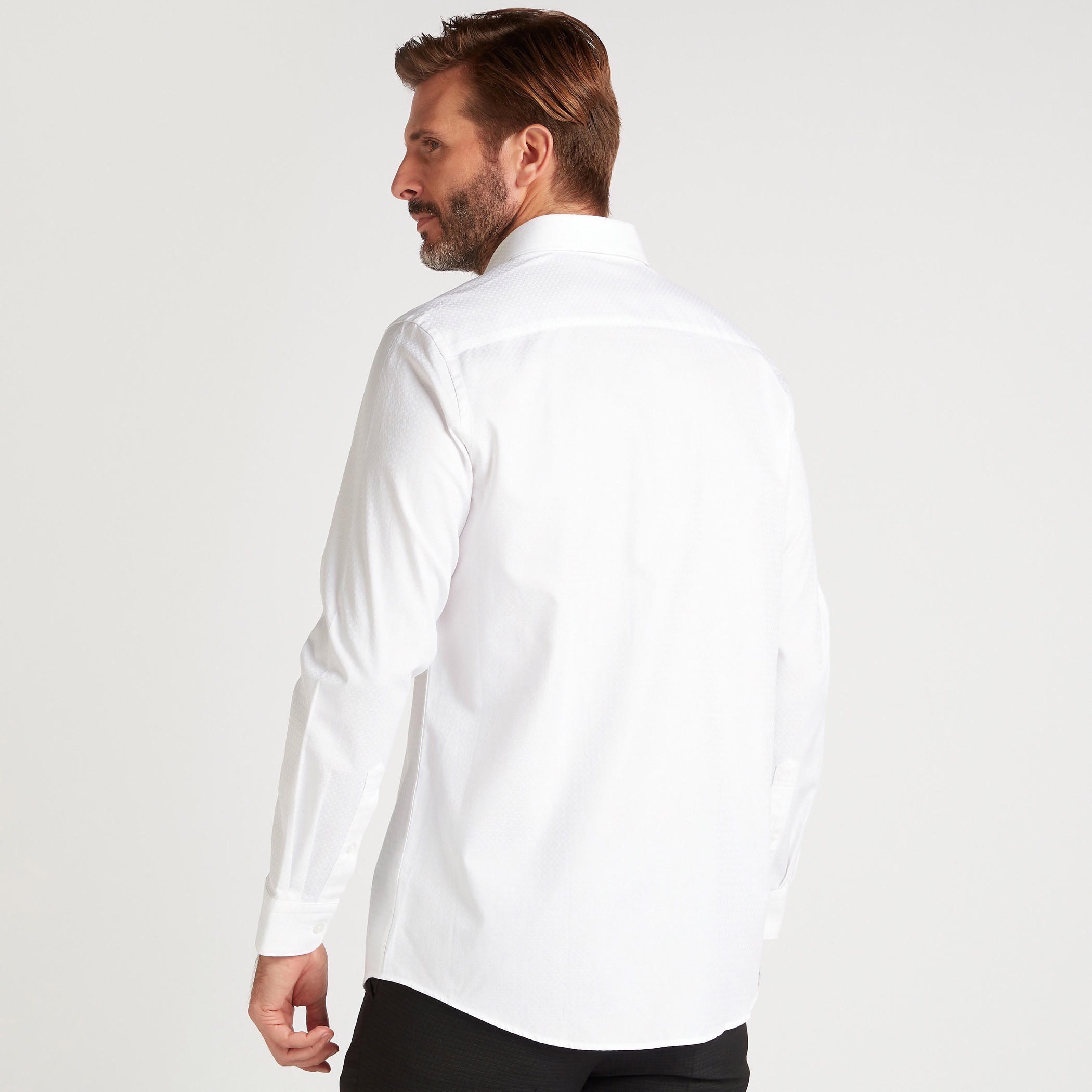 Solid Textured Shirt with Long Sleeves and Chest Pocket-men-clothing-shirts-image-4
