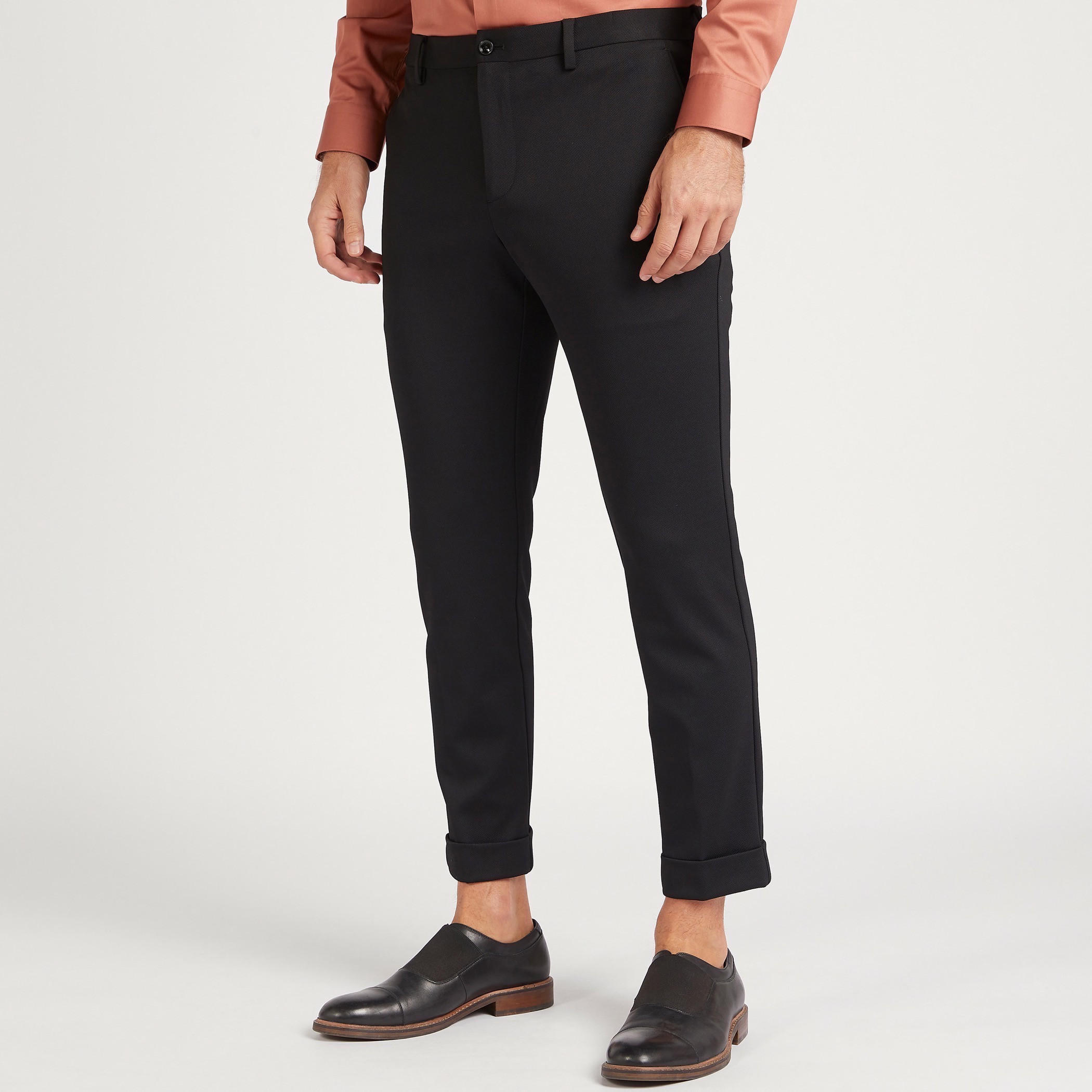 بنطلون سليم فيت مخطّط بخصر متوسّط الارتفاع وجيوب-men-clothing-bottoms-trousersandchinos-trousers-image-1