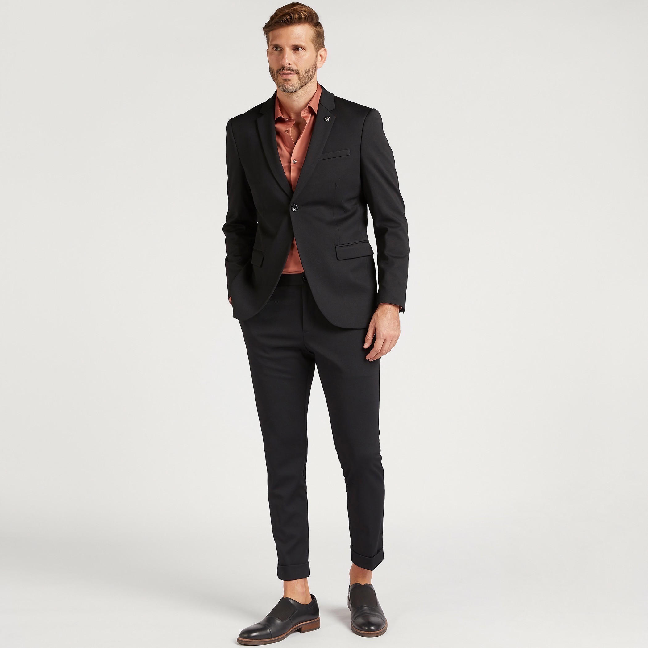 بنطلون سليم فيت مخطّط بخصر متوسّط الارتفاع وجيوب-men-clothing-bottoms-trousersandchinos-trousers-image-2