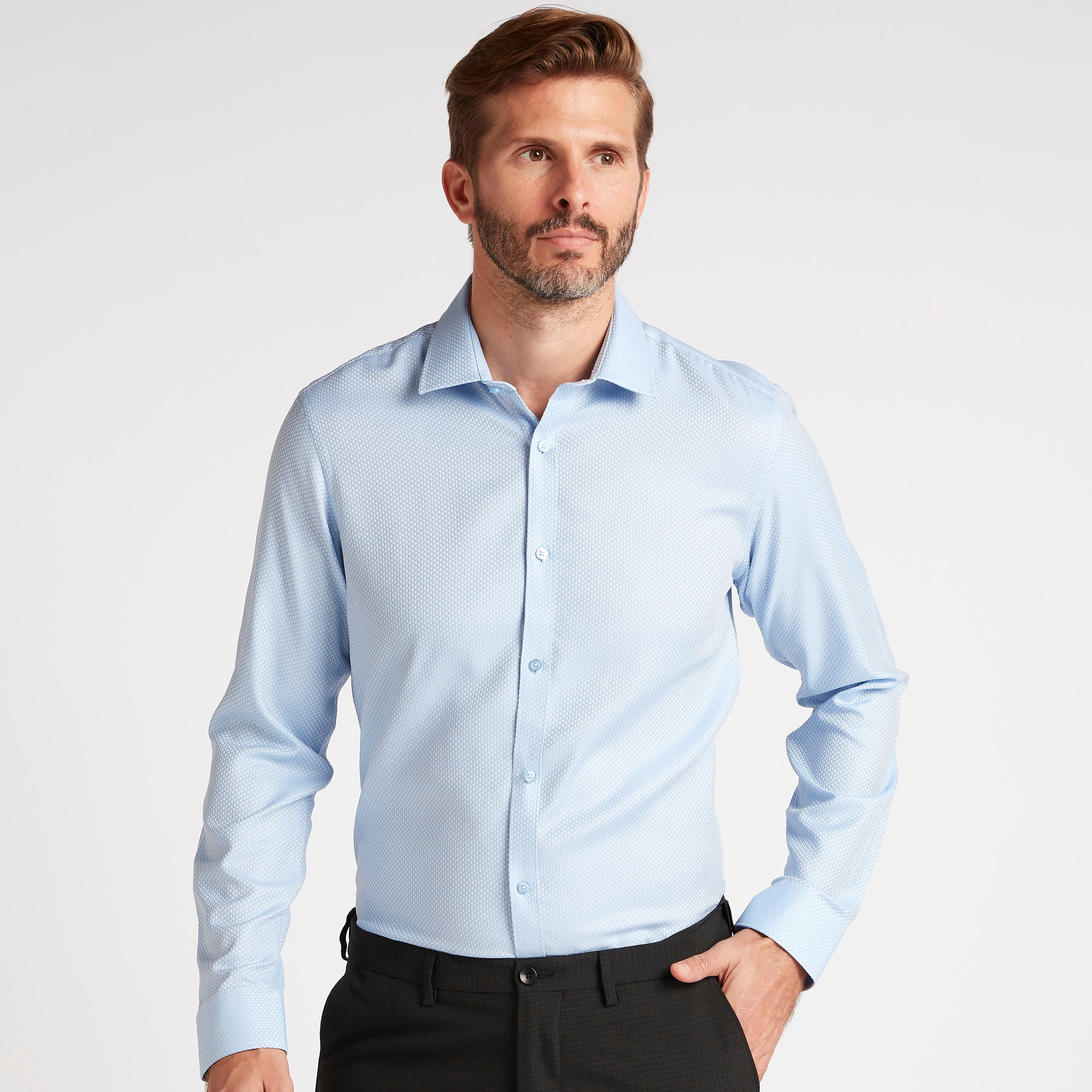 Textured Shirt with Long Sleeves and Spread Collar-men-clothing-shirts-image-1