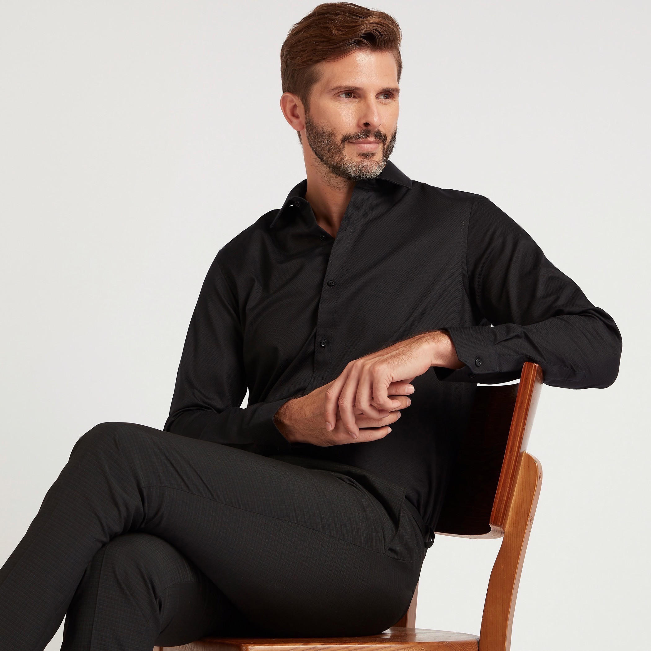 قميص بارز الملمس بأكمام طويلة وأزرار-men-clothing-shirts-image-6