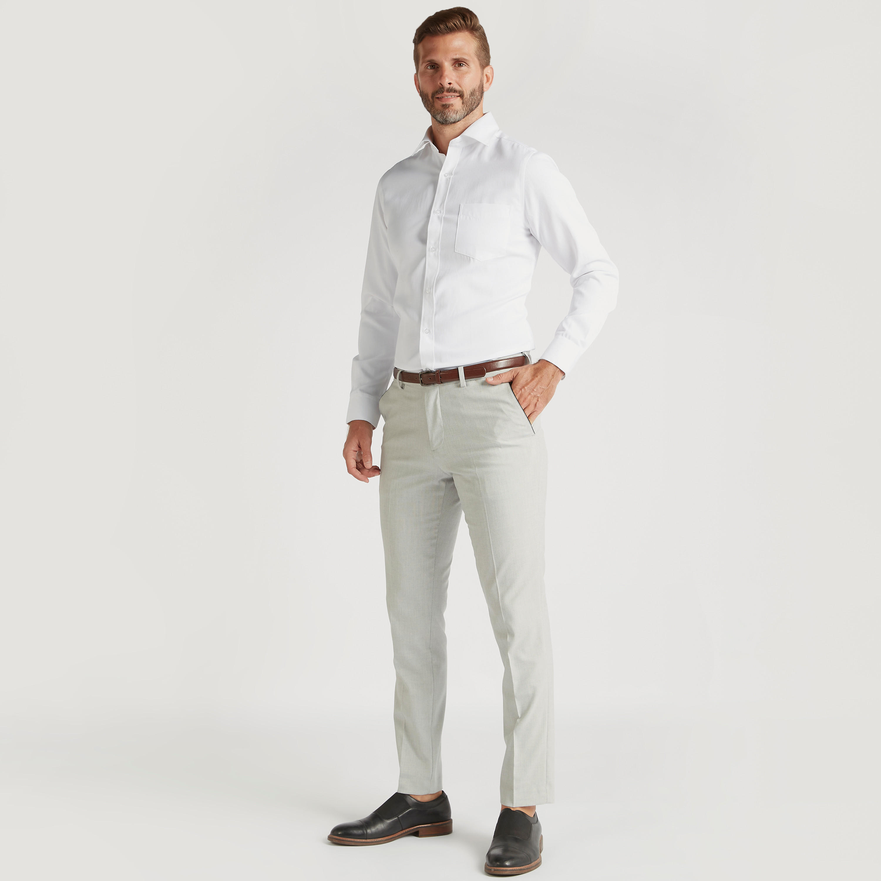 قميص بارز الملمس بياقة عاديّة وأكمام طويلة-men-clothing-shirts-image-2