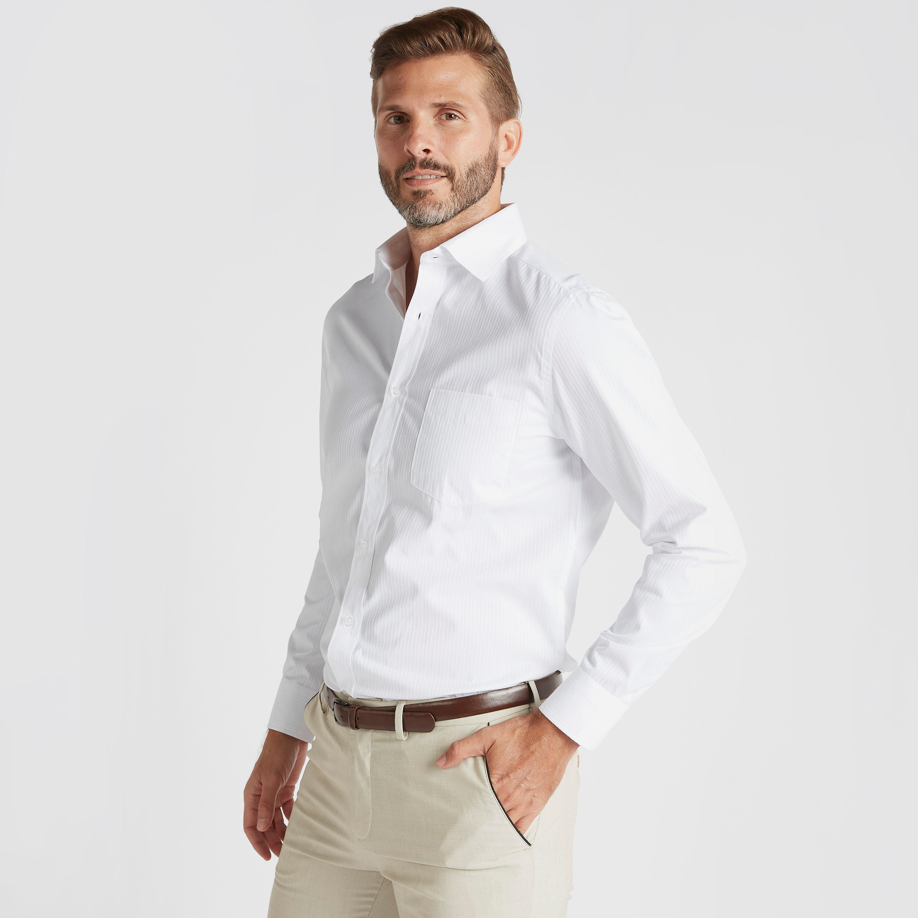 قميص رسمي بارز الملمس بأكمام طويلة وجيب-men-clothing-shirts-image-1