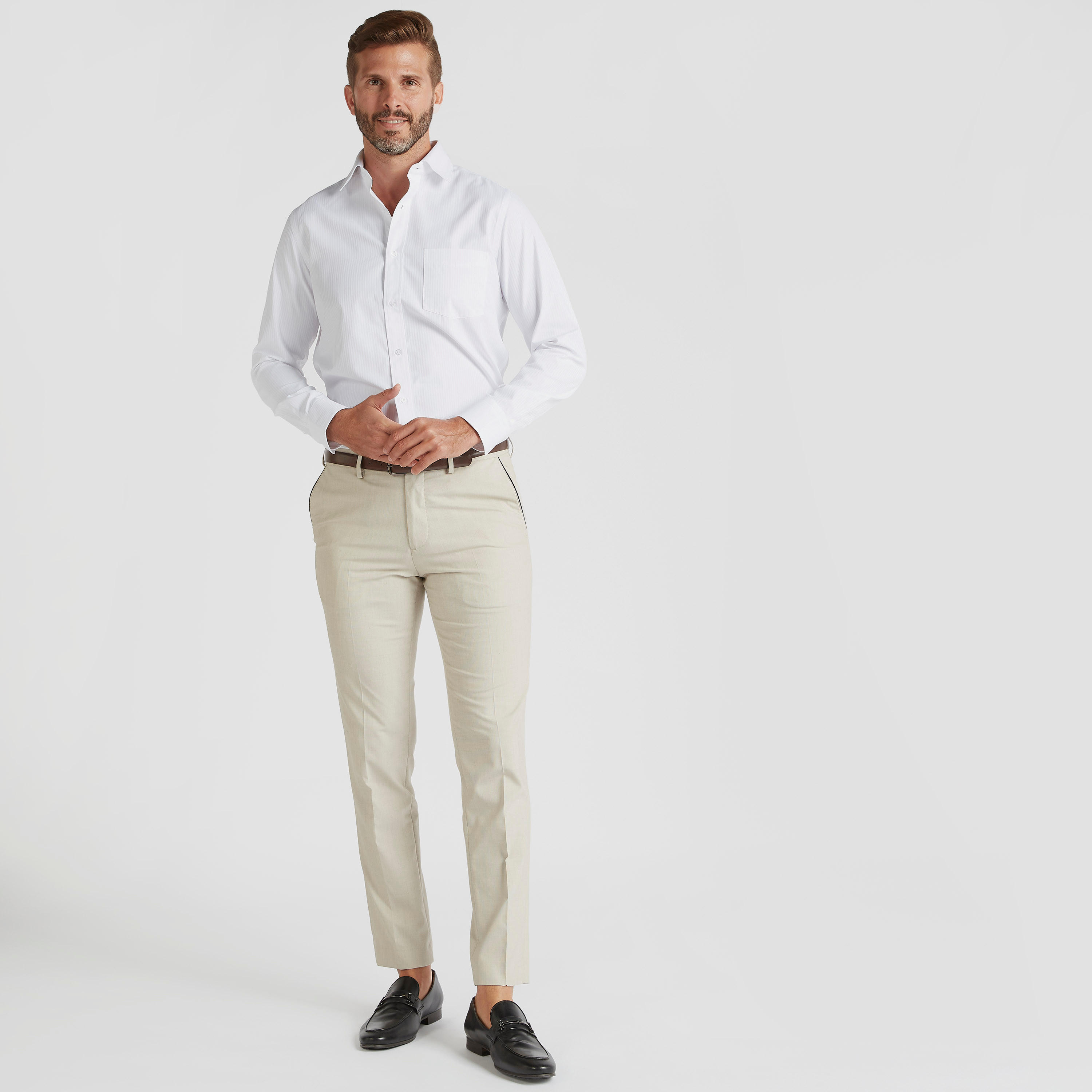 قميص رسمي بارز الملمس بأكمام طويلة وجيب-men-clothing-shirts-image-2