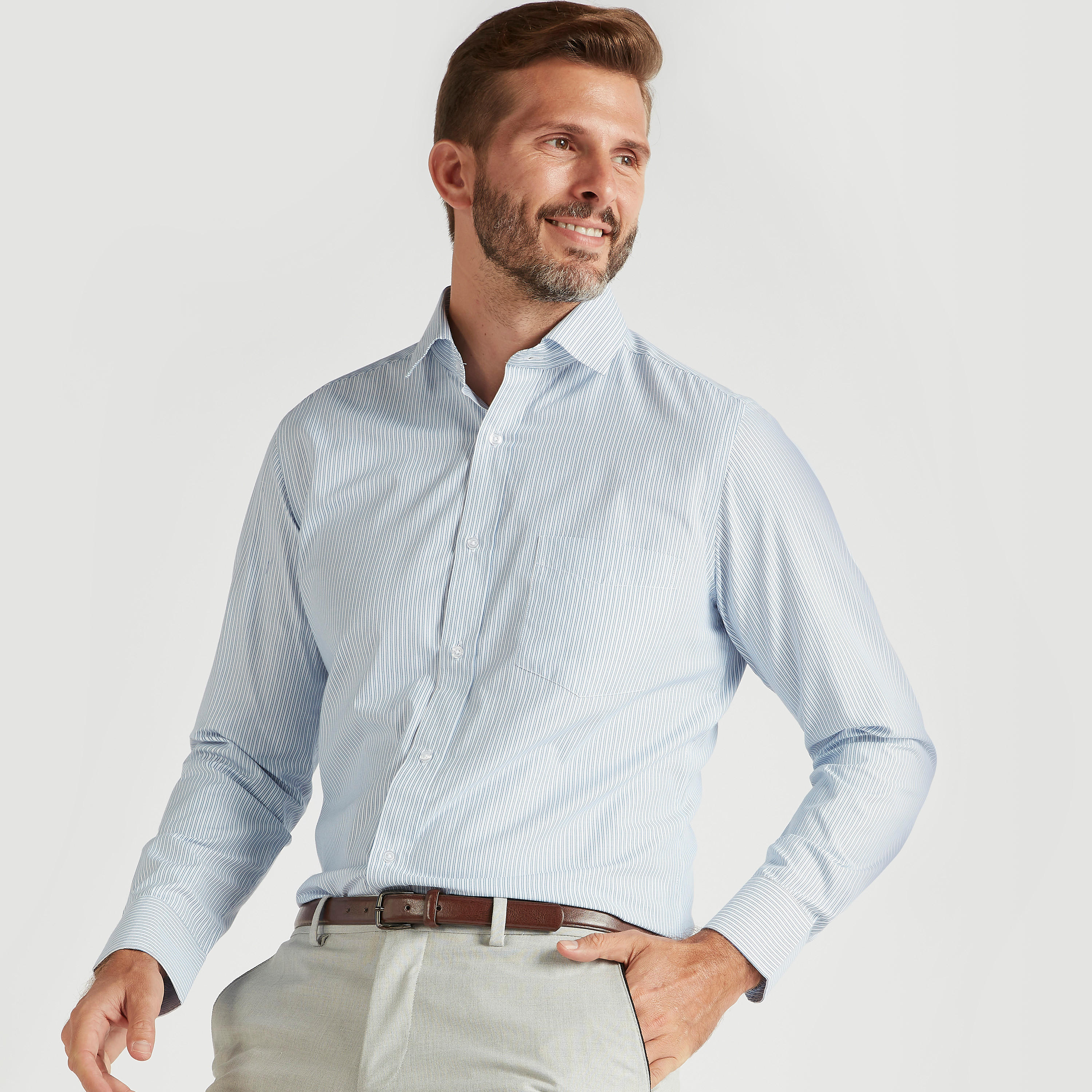 Striped Shirt with Spread Collar and Long Sleeves-men-clothing-shirts-image-1