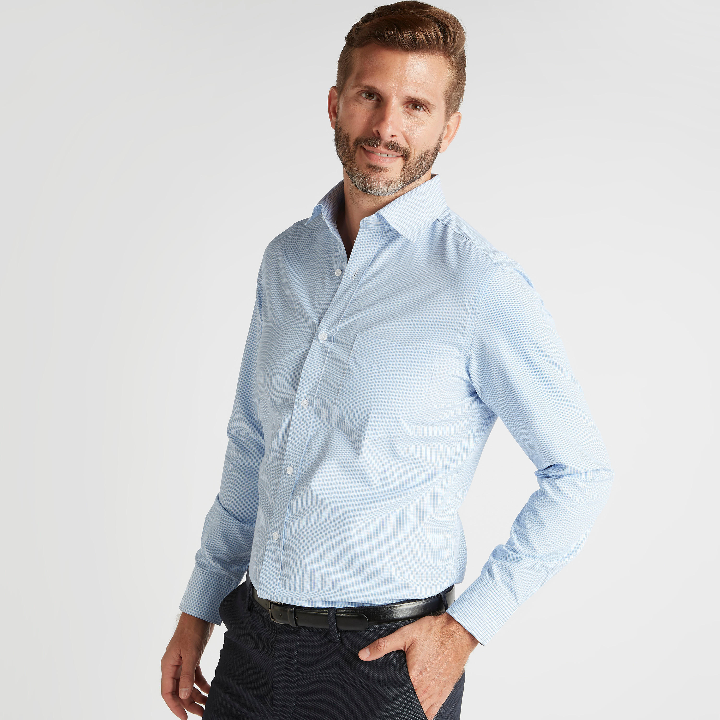قميص كاروهات بياقة واسعة وأكمام طويلة-men-clothing-shirts-image-1