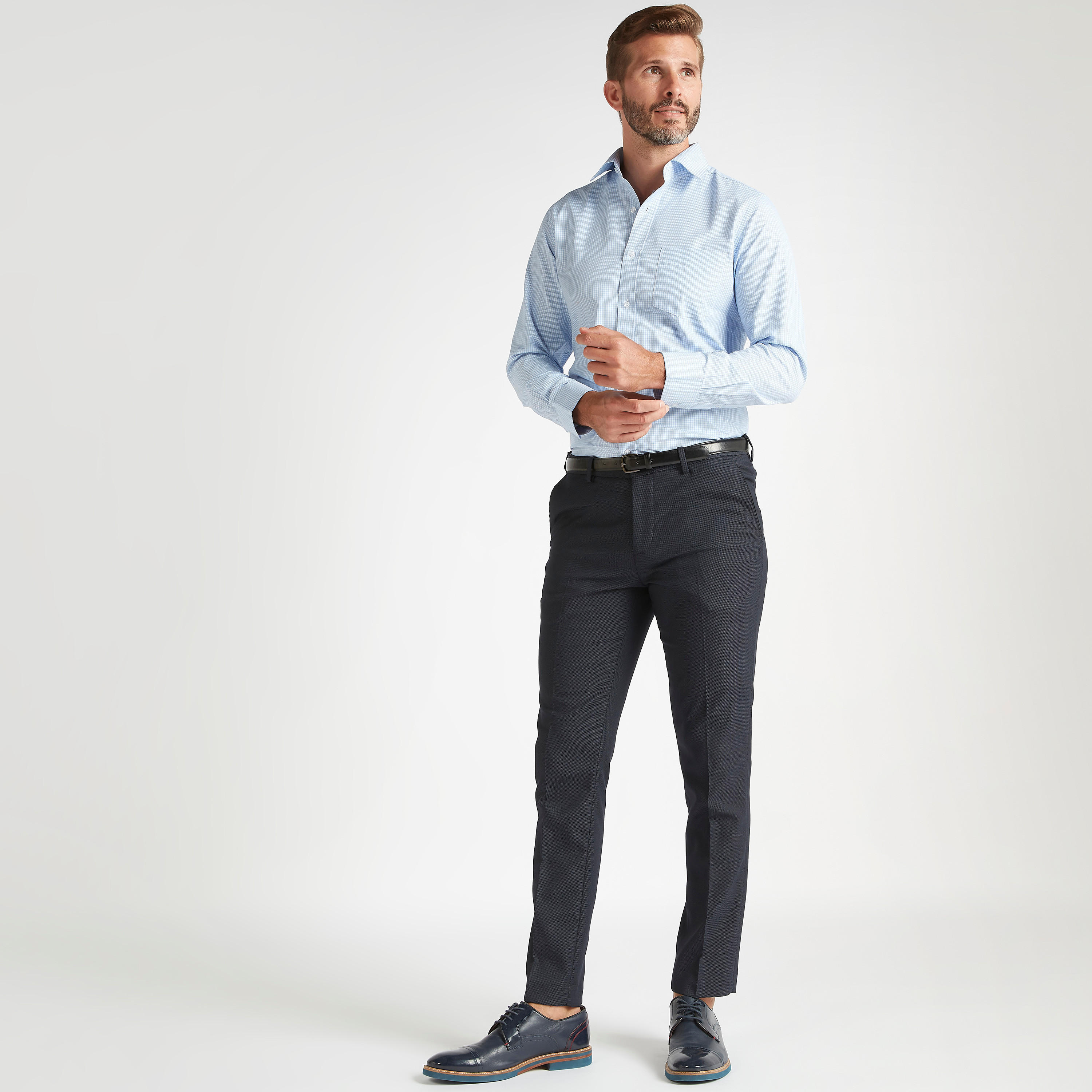 قميص كاروهات بياقة واسعة وأكمام طويلة-men-clothing-shirts-image-2