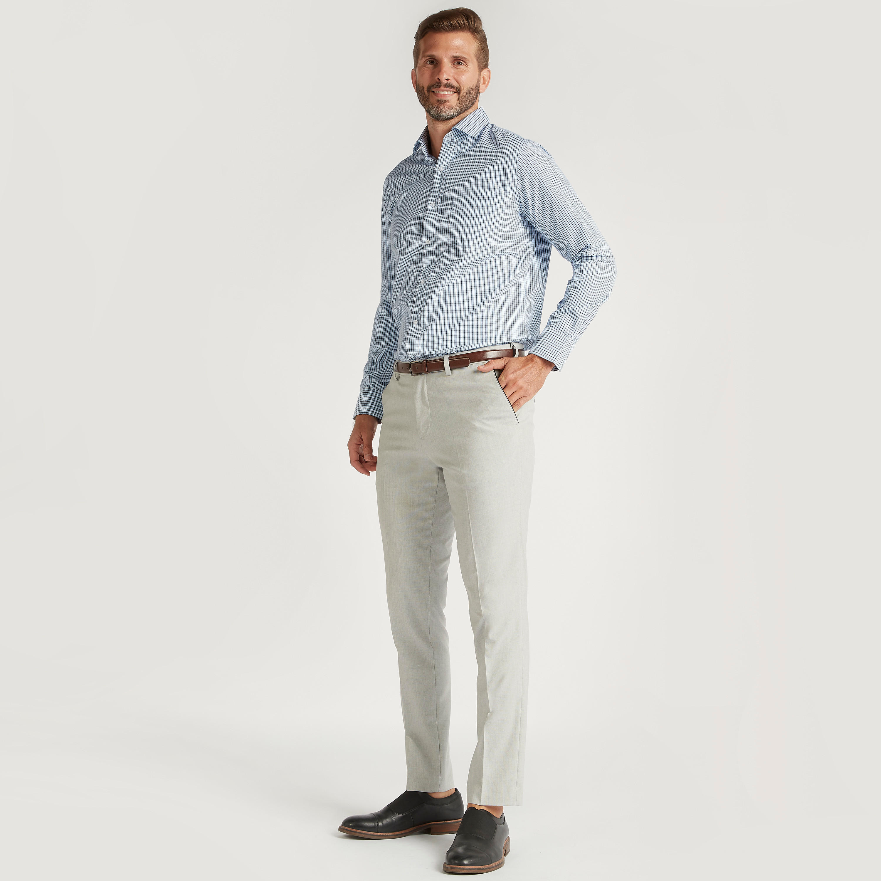 Checked Shirt with Spread Collar and Long Sleeves-men-clothing-shirts-image-2