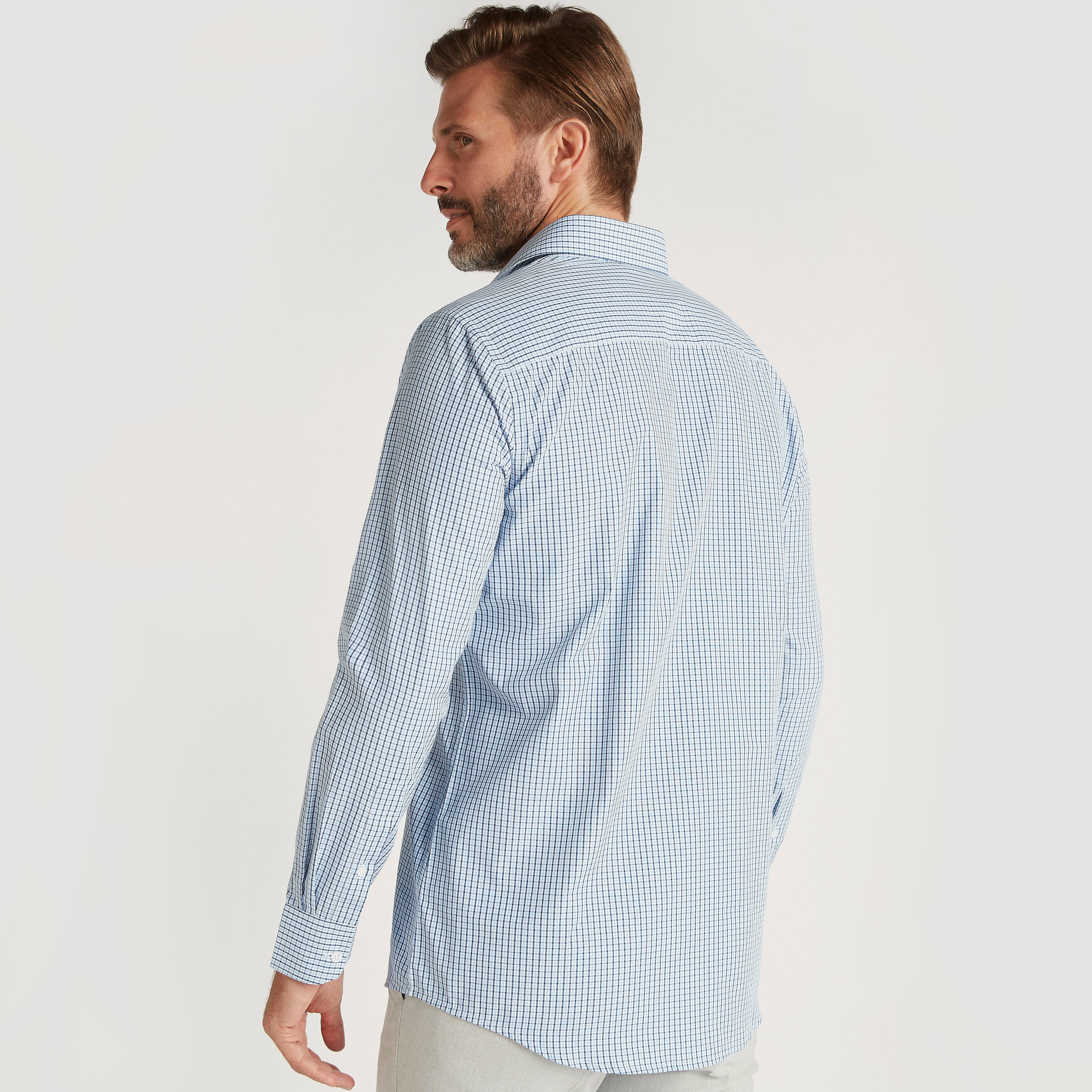 Checked Shirt with Spread Collar and Long Sleeves-men-clothing-shirts-image-4