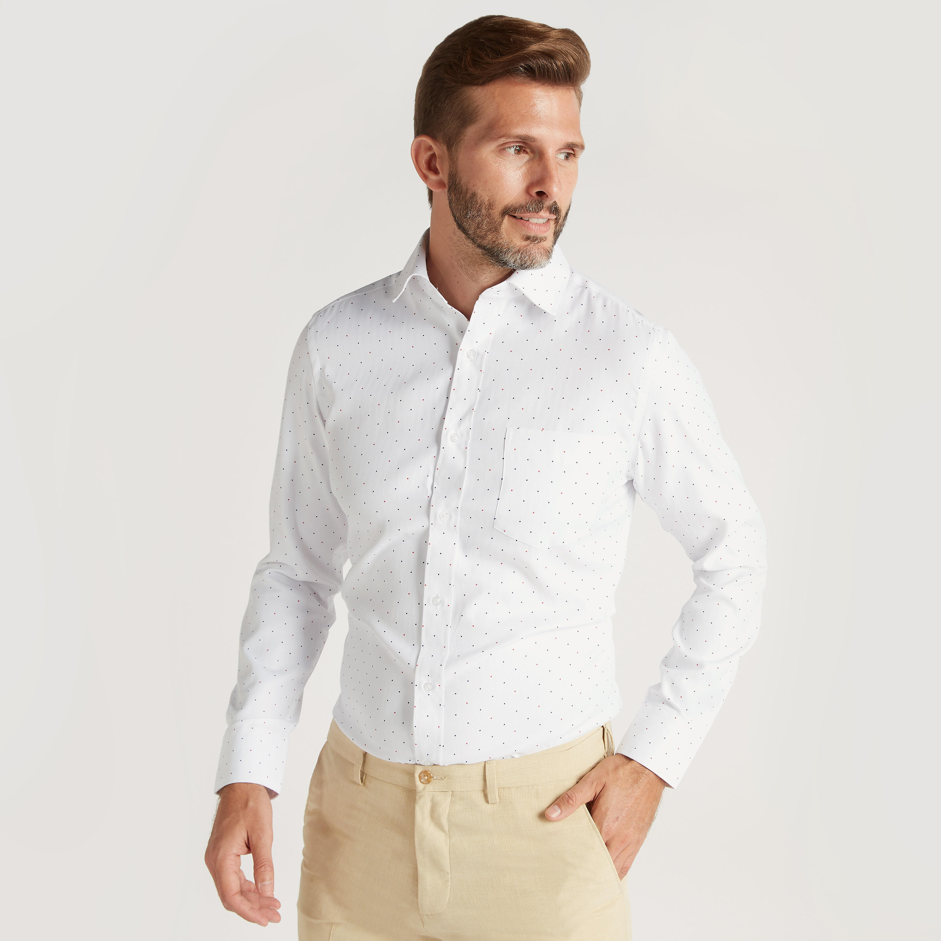Printed Shirt with Long Sleeves and Spread Collar-men-clothing-shirts-image-1