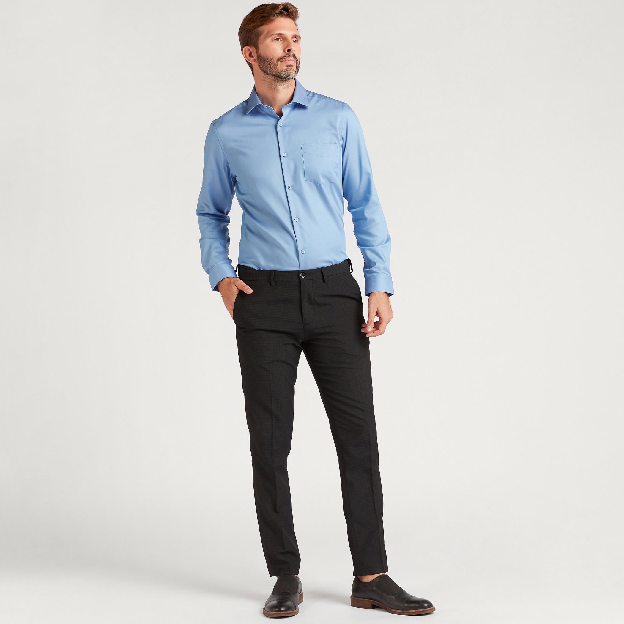 Solid Shirt with Long Sleeves and Patch Pocket-men-clothing-shirts-image-2