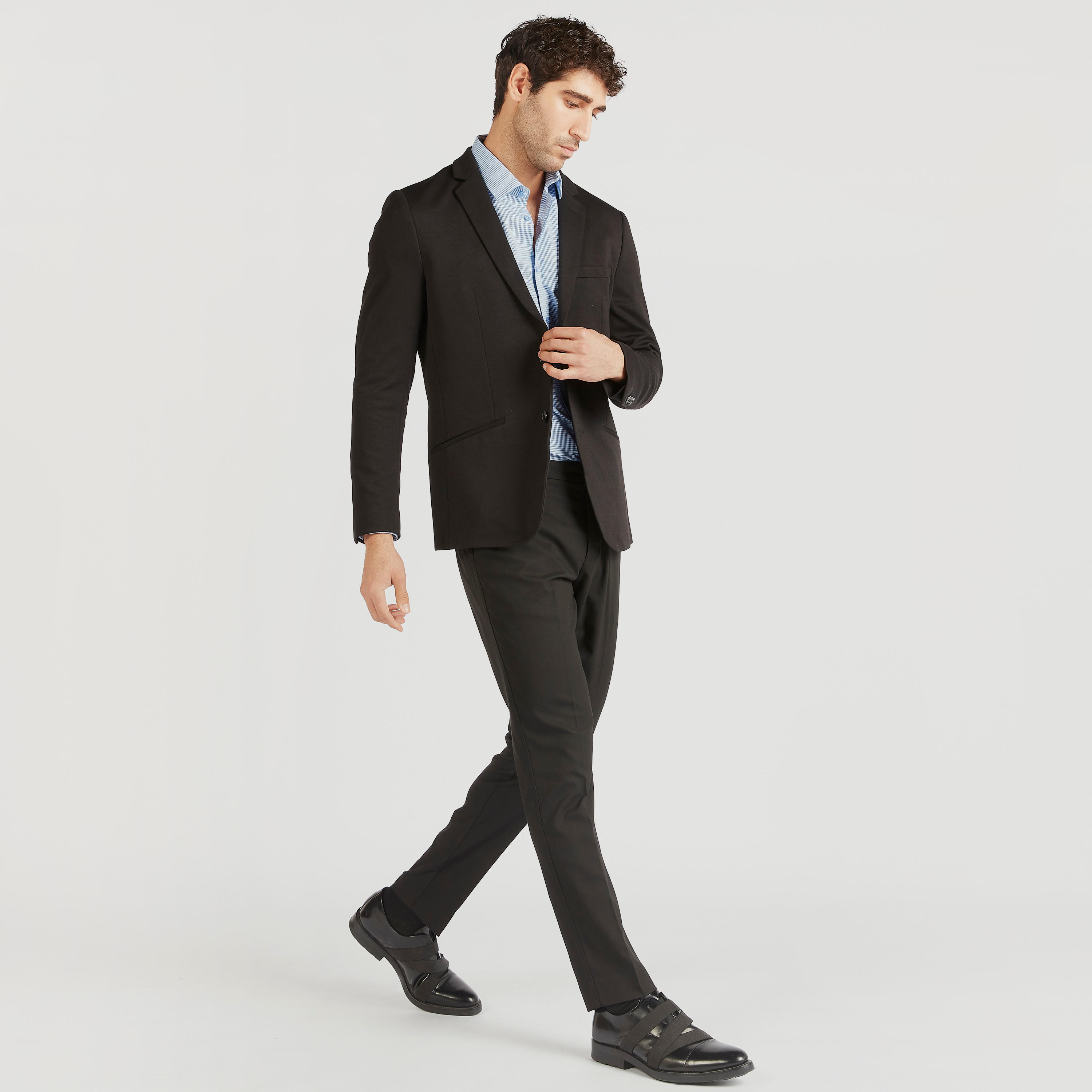 Solid Formal Trousers with Pockets and Button Closure-men-clothing-bottoms-trousersandchinos-trousers-image-2