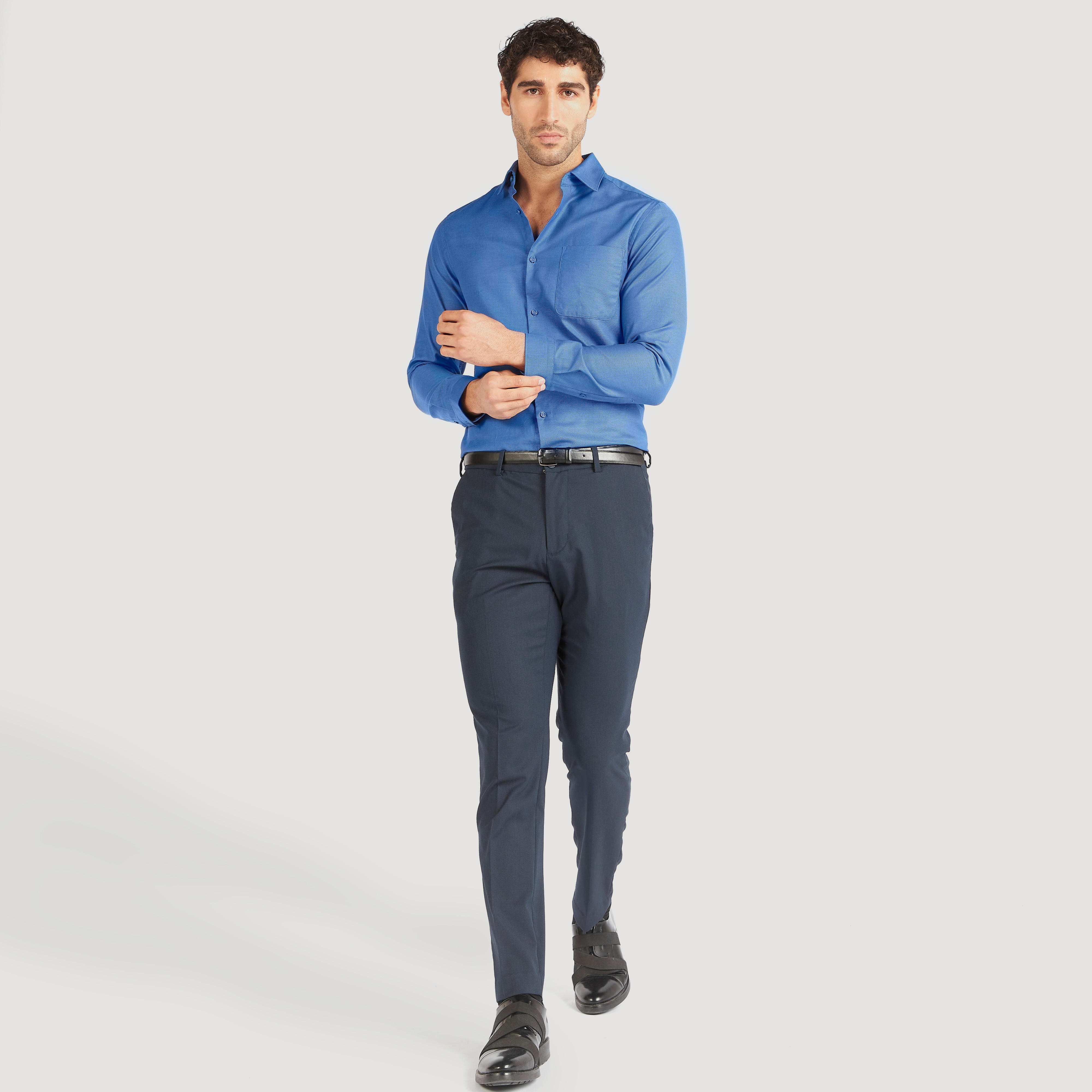 قميص سادة بأزرار وأكمام طويلة وجيوب-men-clothing-shirts-image-2