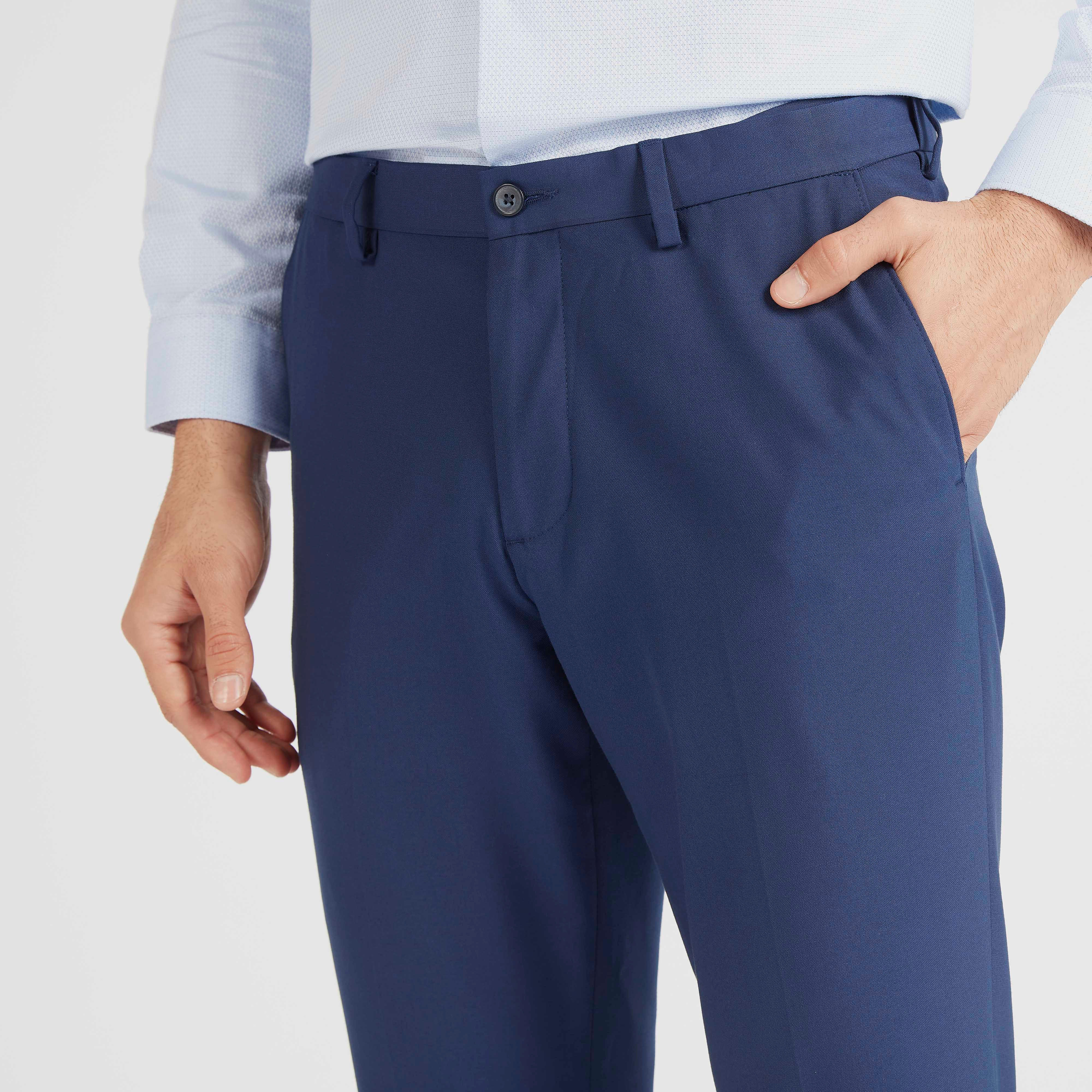 بنطلون سادة بخصر متوسّط الارتفاع وزر إغلاق وجيوب-men-clothing-bottoms-trousersandchinos-trousers-image-2