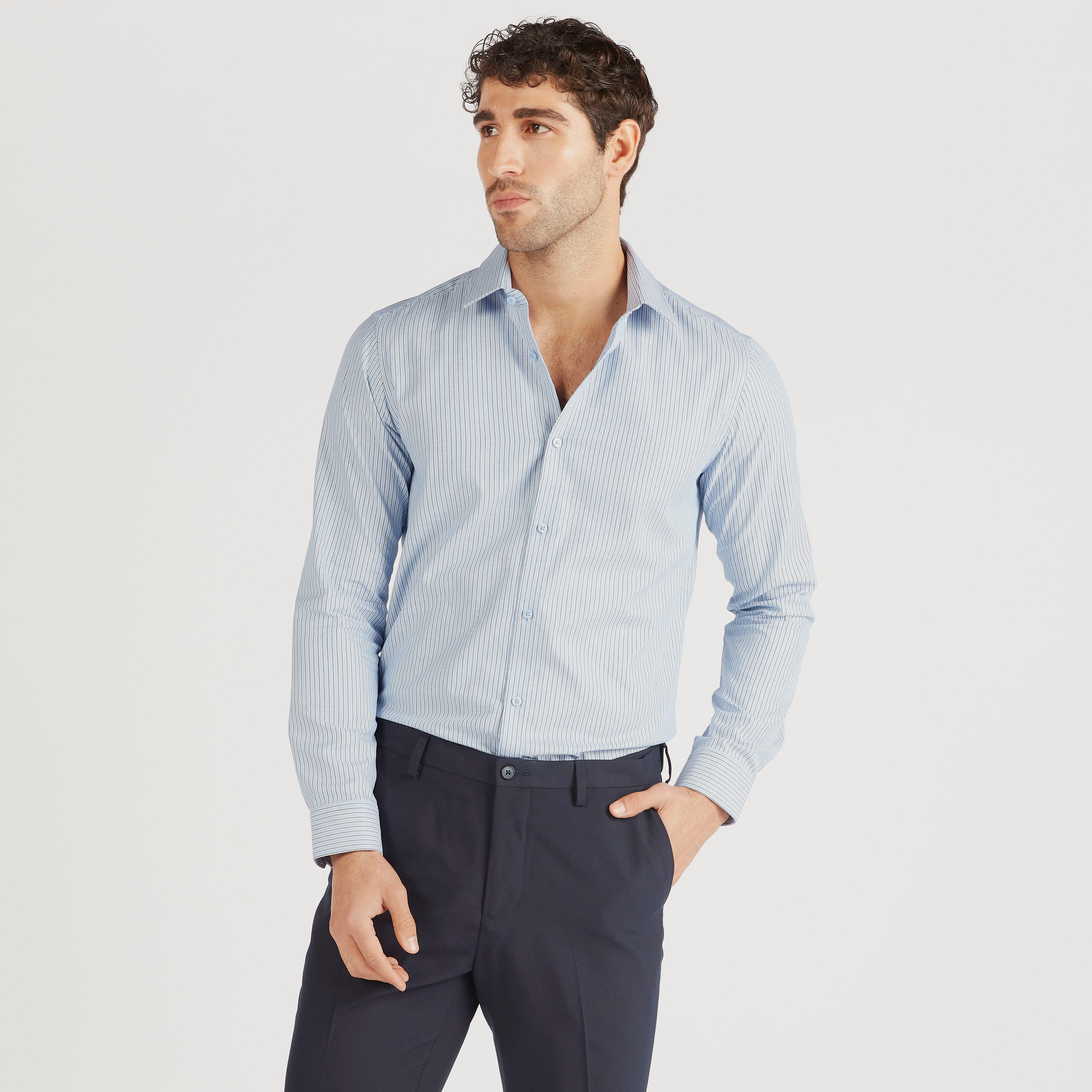 قميص مخطّط بقصّة سليم وأكمام طويلة وأزرار-men-clothing-shirts-image-1