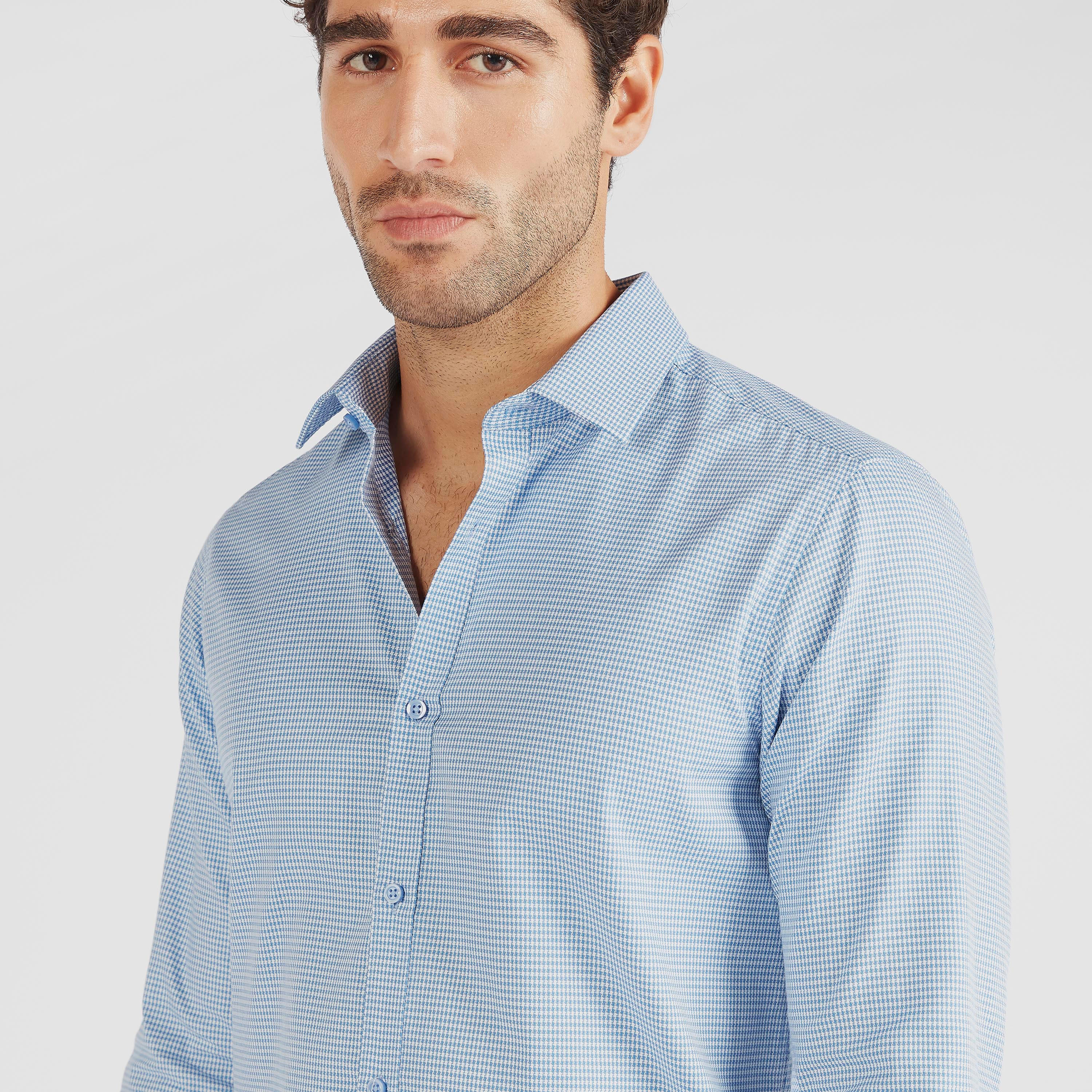 Houndstooth Checked Shirt with Long Sleeves and Button Closure-men-clothing-shirts-image-3