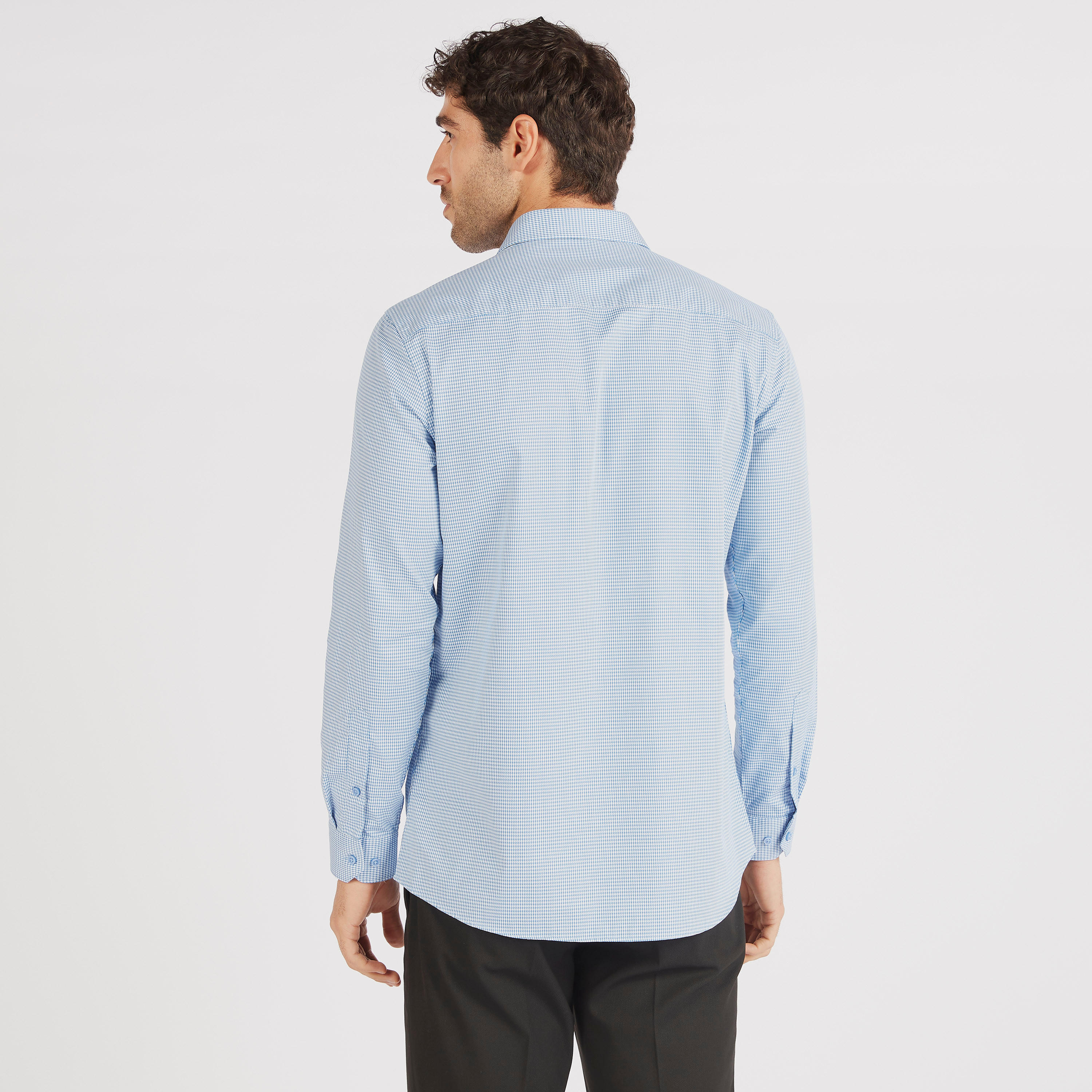 Houndstooth Checked Shirt with Long Sleeves and Button Closure-men-clothing-shirts-image-4