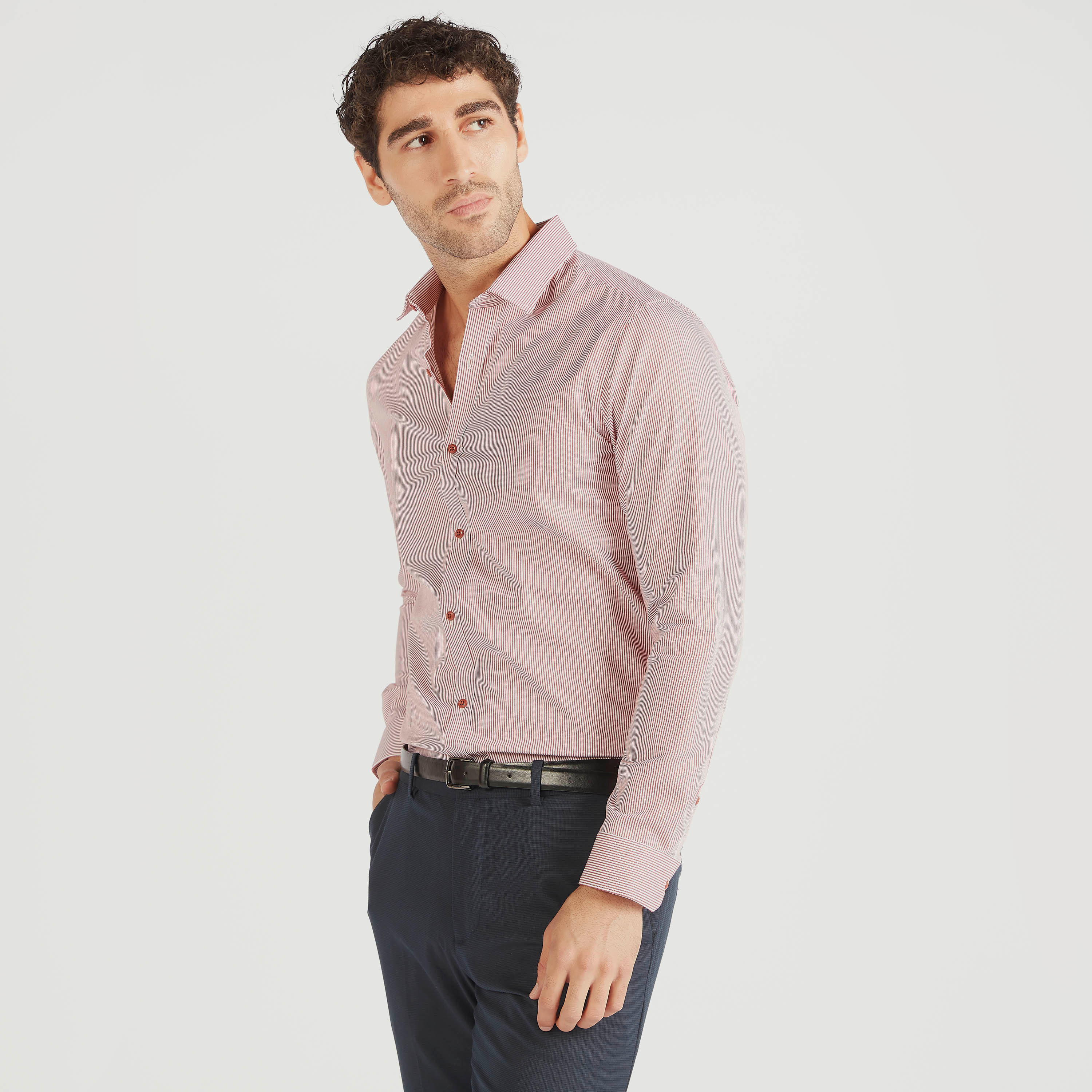 قميص مقلم بقصّة سليم وأكمام طويلة-men-clothing-shirts-image-1