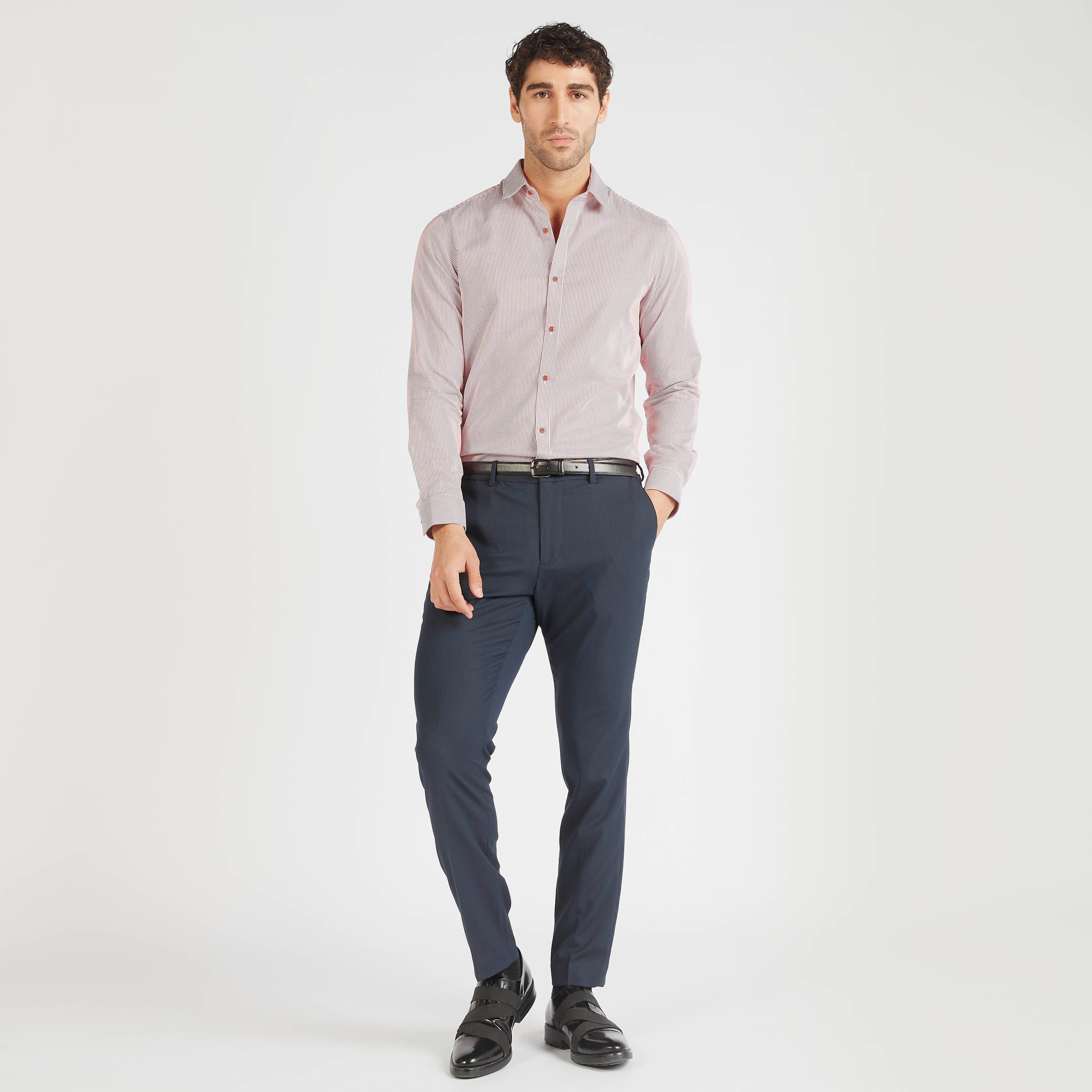 قميص مقلم بقصّة سليم وأكمام طويلة-men-clothing-shirts-image-2