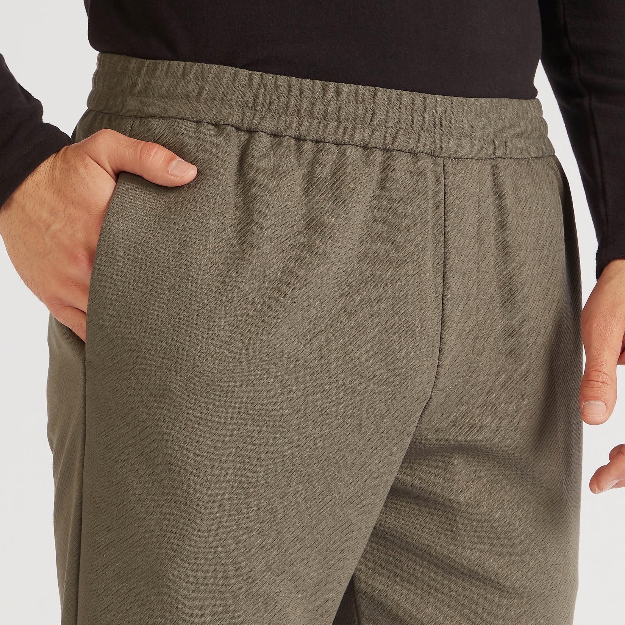 Textured Trousers with Elasticated Waistband and Pockets-men-clothing-bottoms-trousersandchinos-trousers-image-3