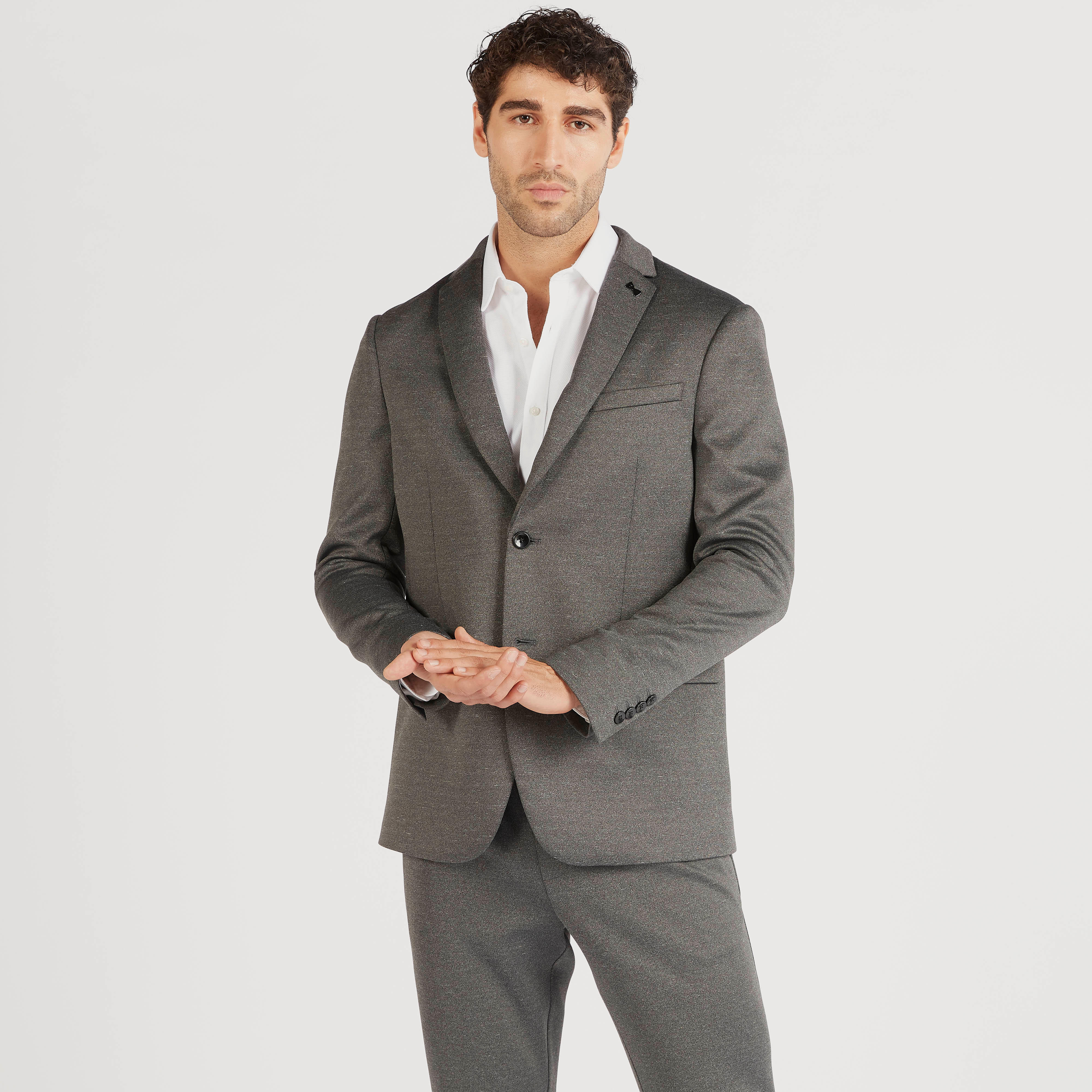 Textured Blazer with Lapel Collar and Long Sleeves-men-winterwear-jacketsandblazers-image-1