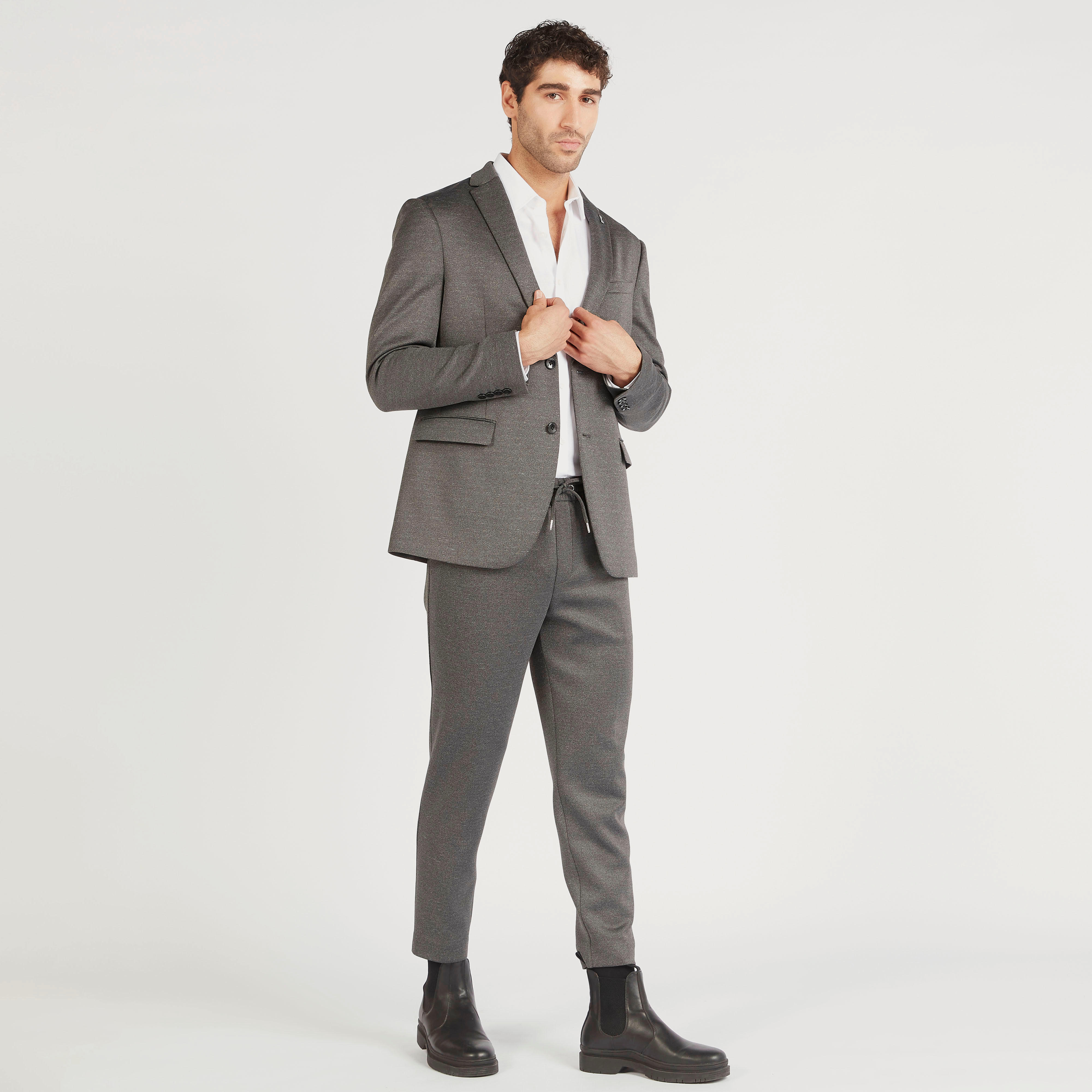 Textured Blazer with Lapel Collar and Long Sleeves-men-winterwear-jacketsandblazers-image-2