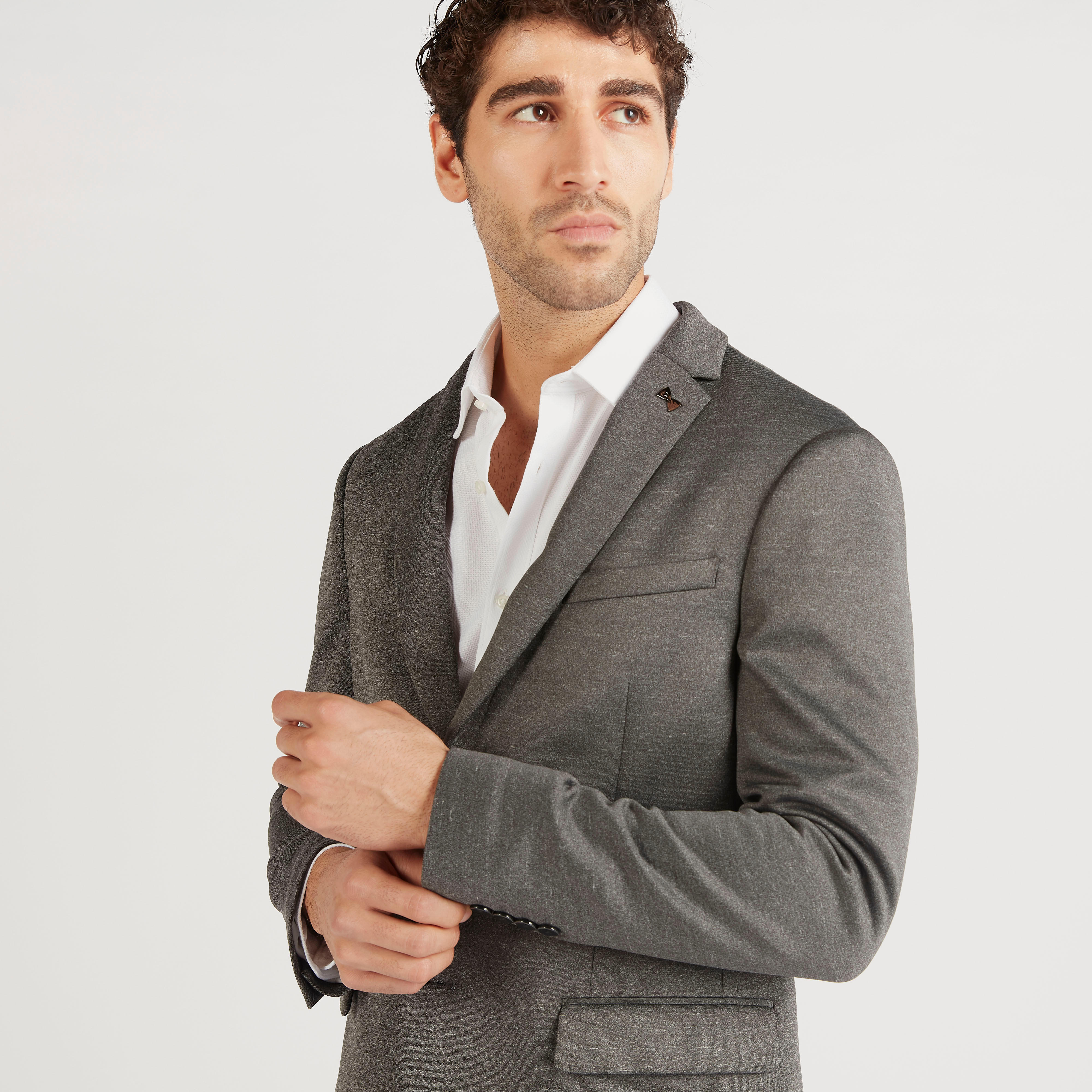 Textured Blazer with Lapel Collar and Long Sleeves-men-winterwear-jacketsandblazers-image-3