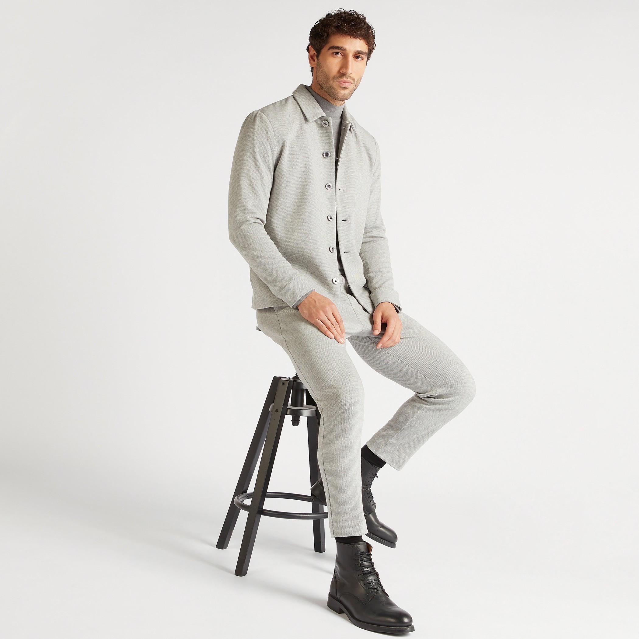 Textured Slim-Fit Mid-Rise Trousers with Elasticated Waistband-men-clothing-bottoms-trousersandchinos-trousers-image-2