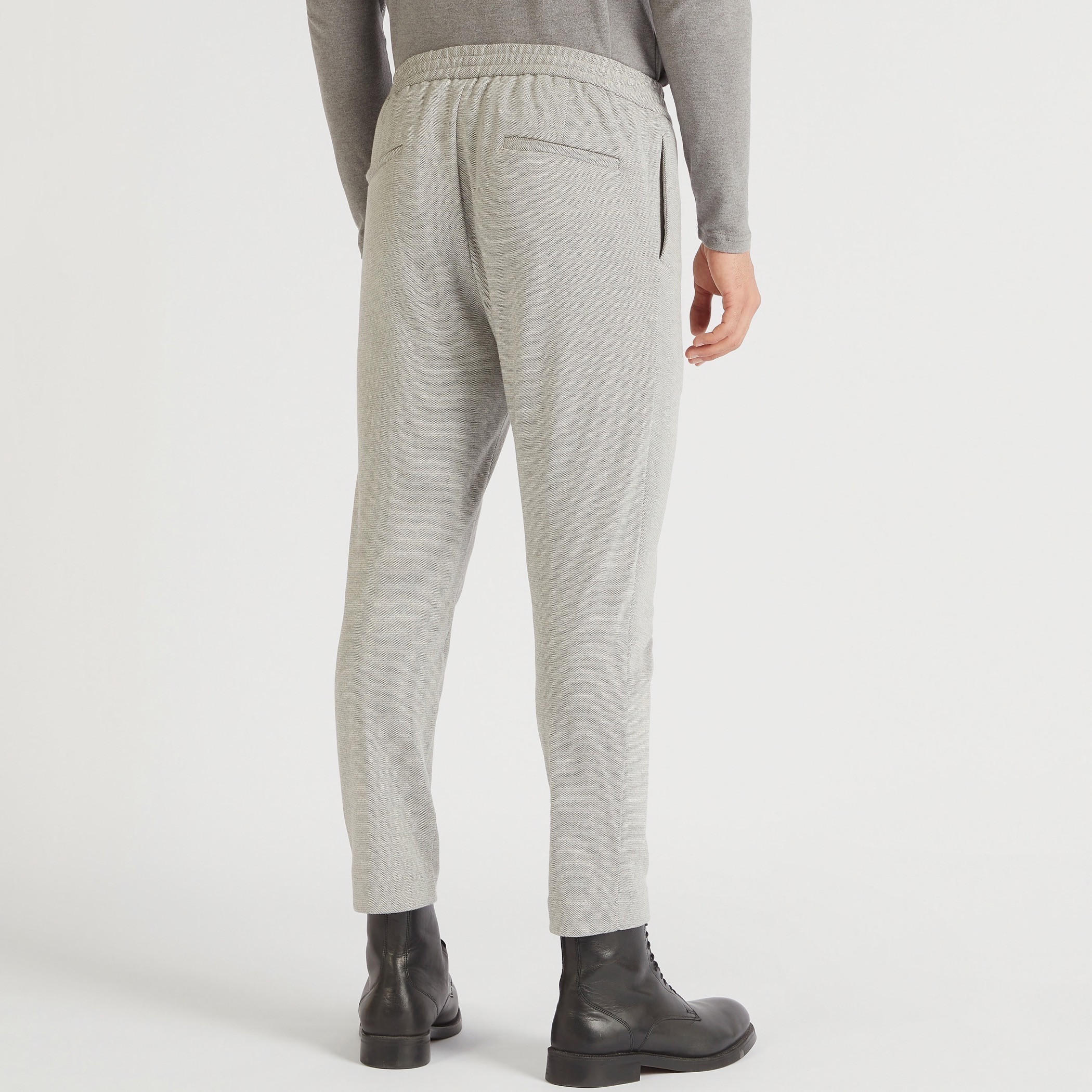 Textured Slim-Fit Mid-Rise Trousers with Elasticated Waistband-men-clothing-bottoms-trousersandchinos-trousers-image-5