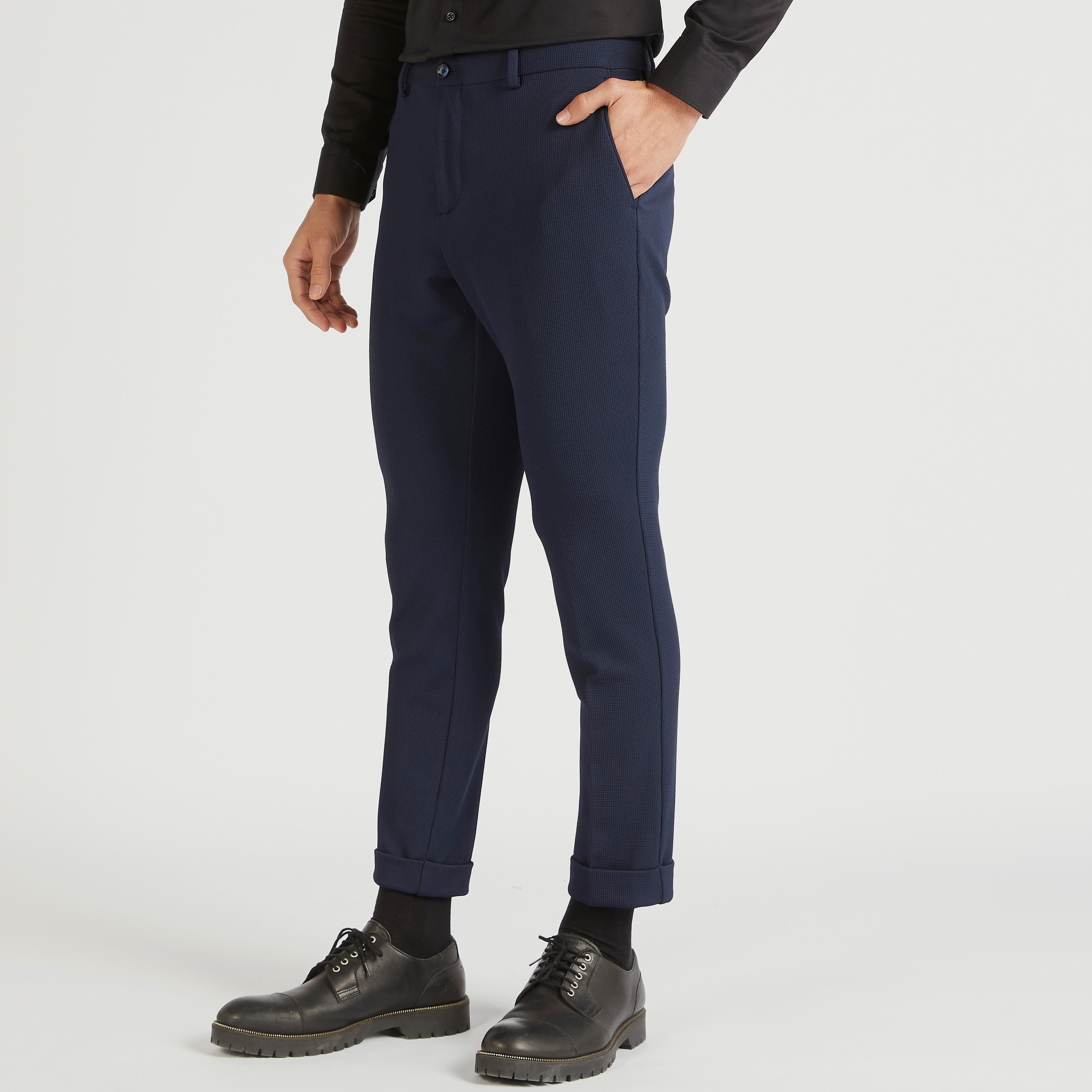 Textured Mid-Rise Formal Trousers with Button Closure-men-clothing-bottoms-trousersandchinos-trousers-image-1