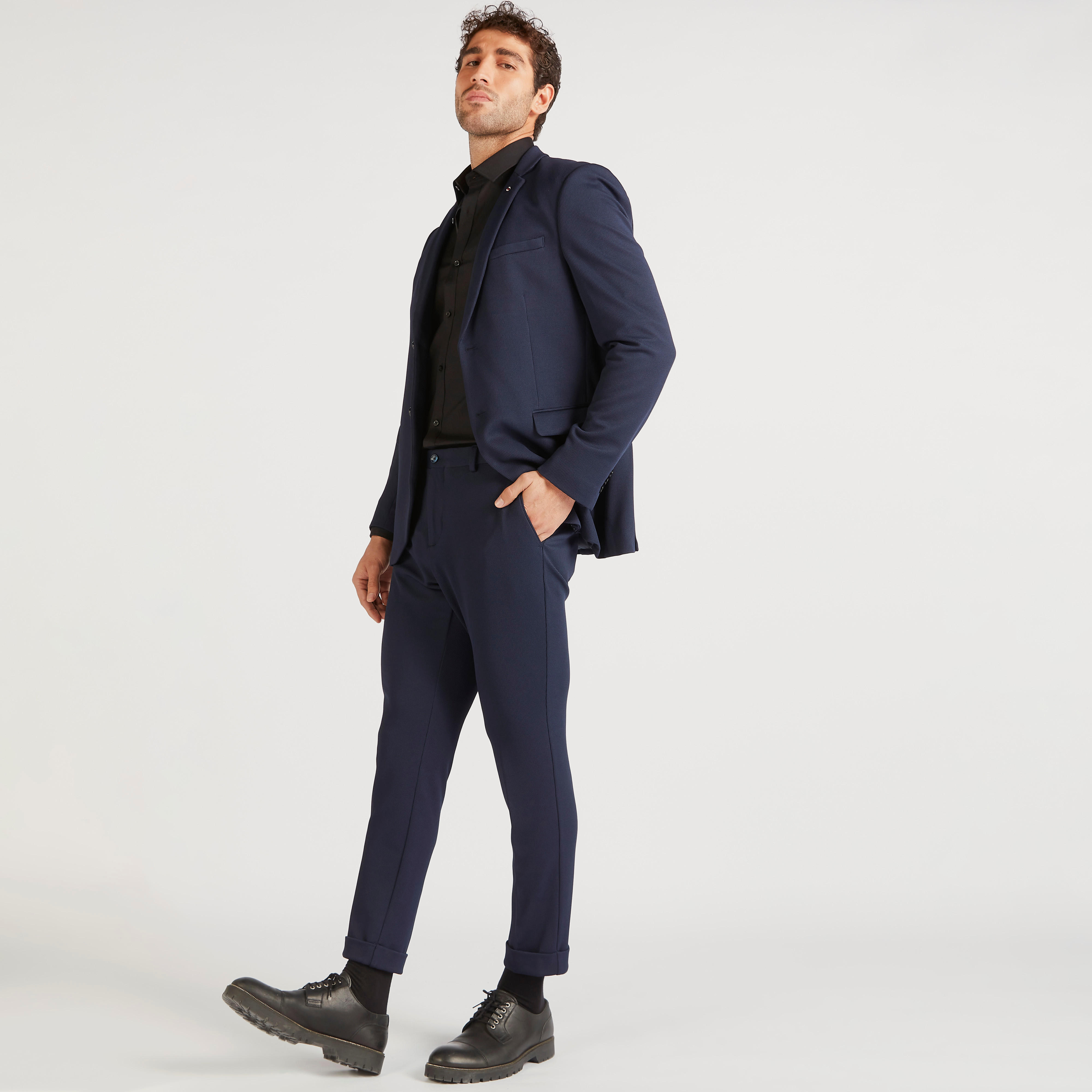 Textured Mid-Rise Formal Trousers with Button Closure-men-clothing-bottoms-trousersandchinos-trousers-image-2