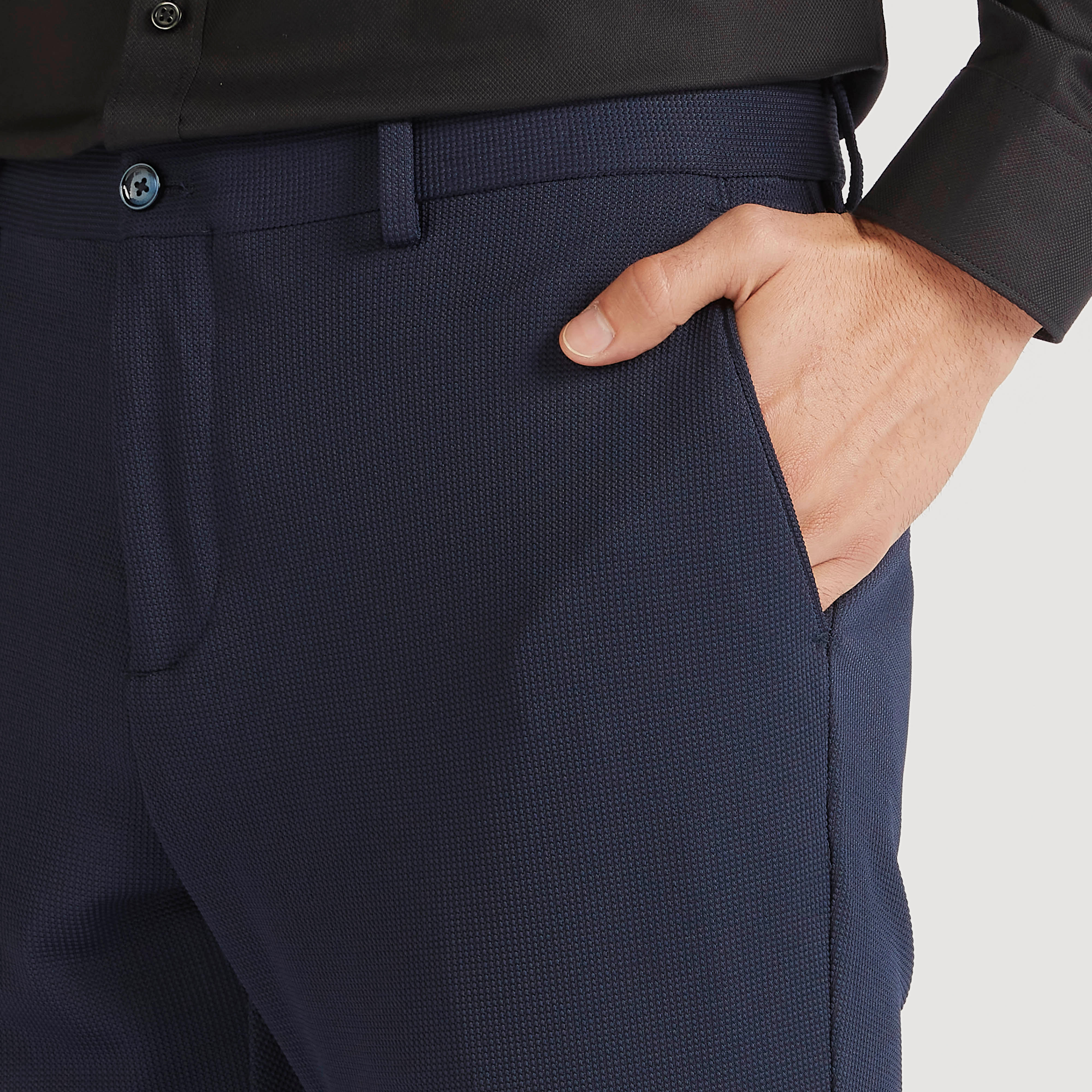 Textured Mid-Rise Formal Trousers with Button Closure-men-clothing-bottoms-trousersandchinos-trousers-image-3