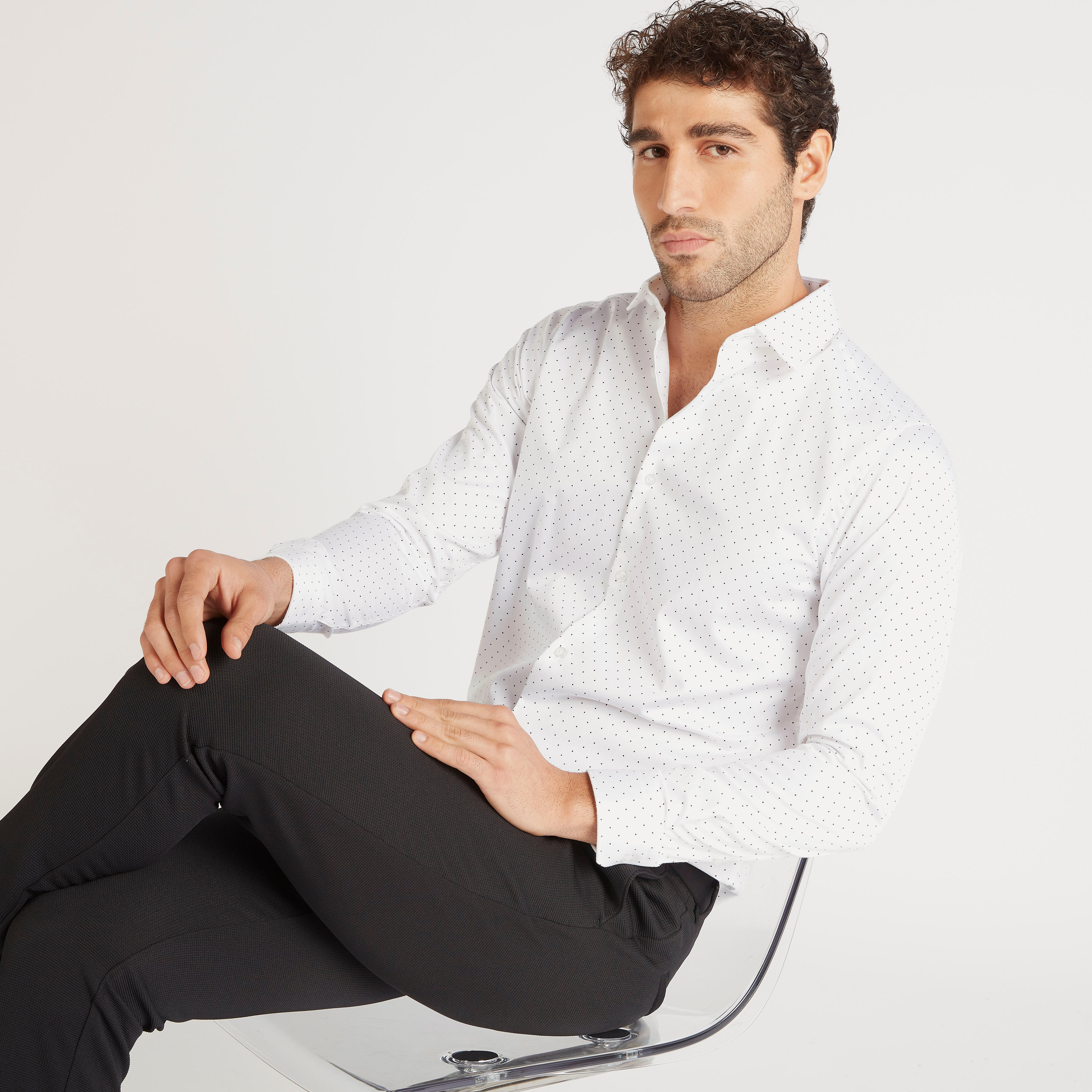 Printed Button Up Shirt with Long Sleeves-men-clothing-shirts-image-1