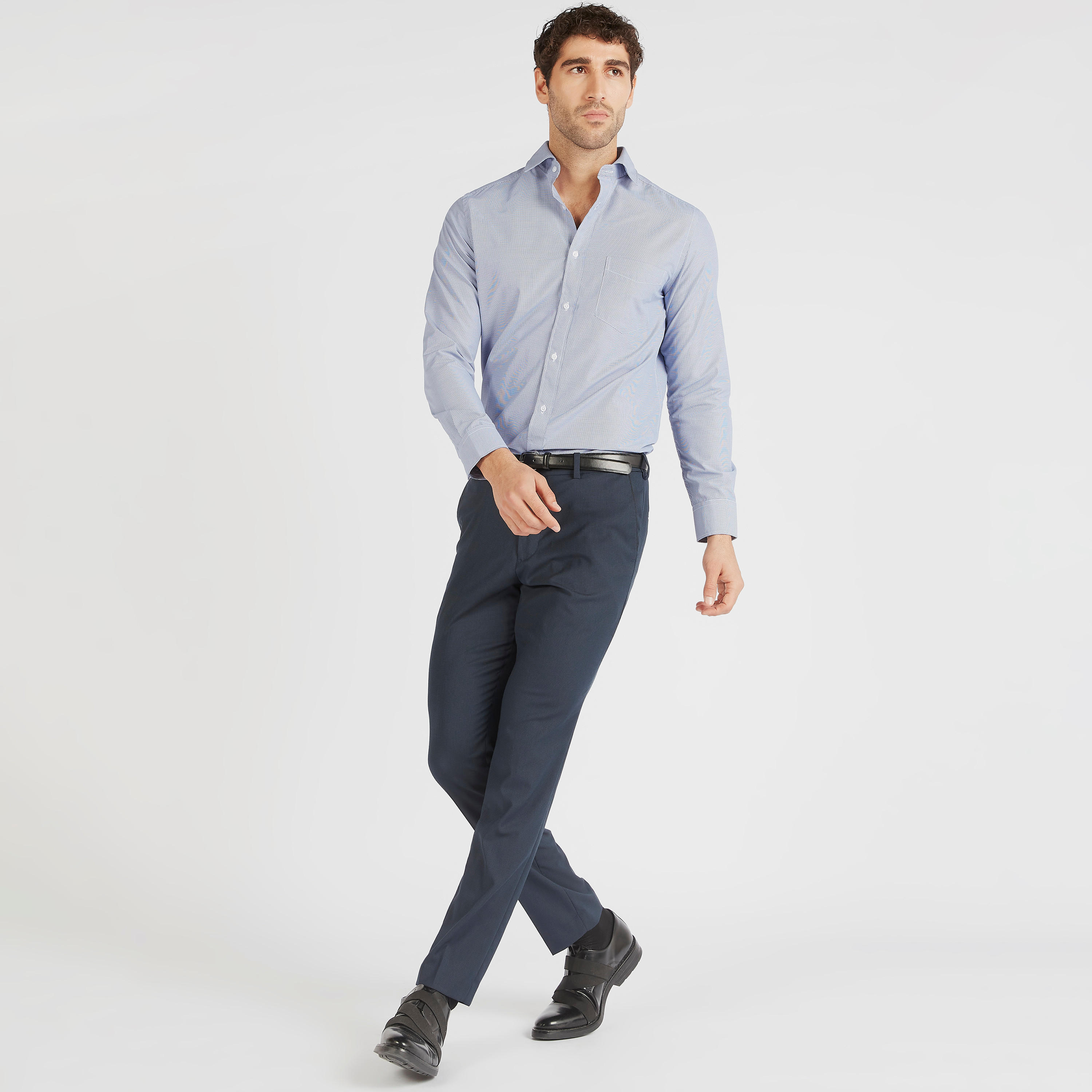 قميص رسمي بارز الملمس بأكمام طويلة وجيب على الصّدر-men-clothing-shirts-image-2